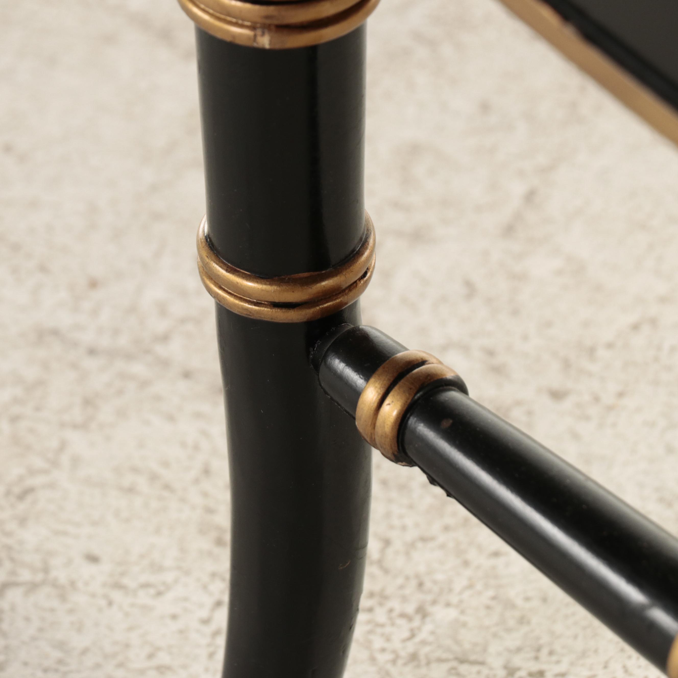 Drexel-Heritage Regency Style Ebonized and Giltwood Armchairs