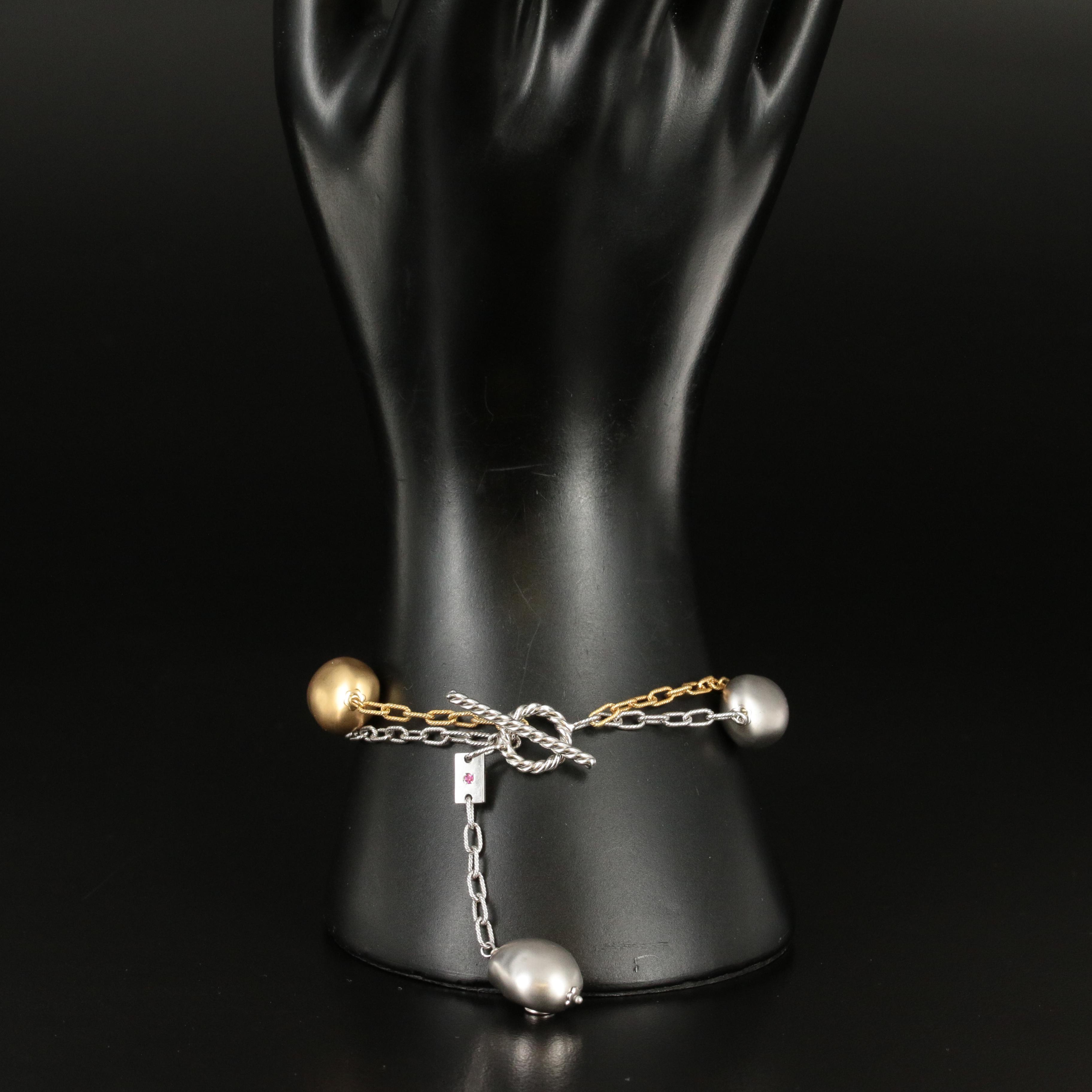 Roberto Coin 18K Two-Tone Double Row "Nugget" Toggle Bracelet