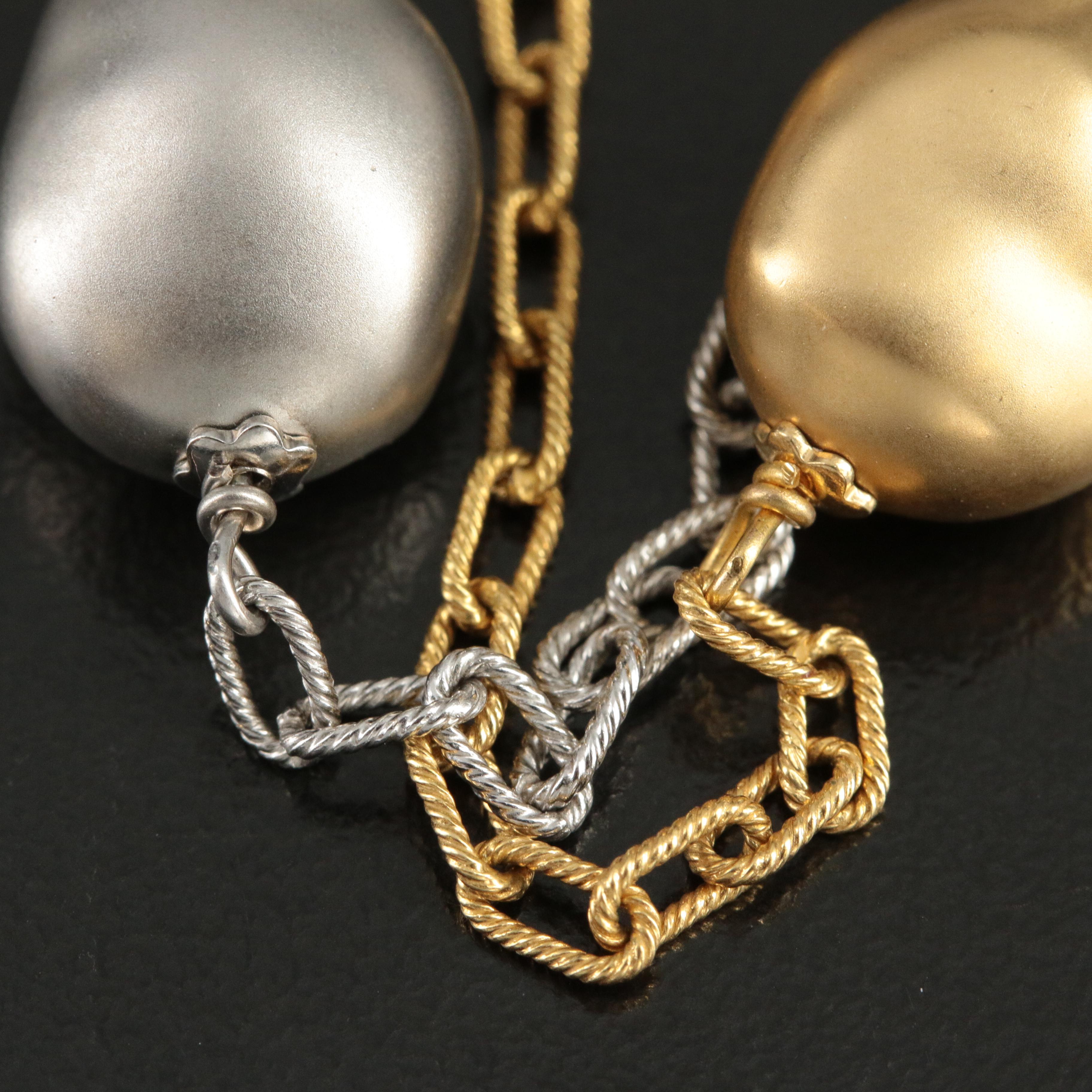 Roberto Coin 18K Two-Tone Double Row "Nugget" Toggle Bracelet