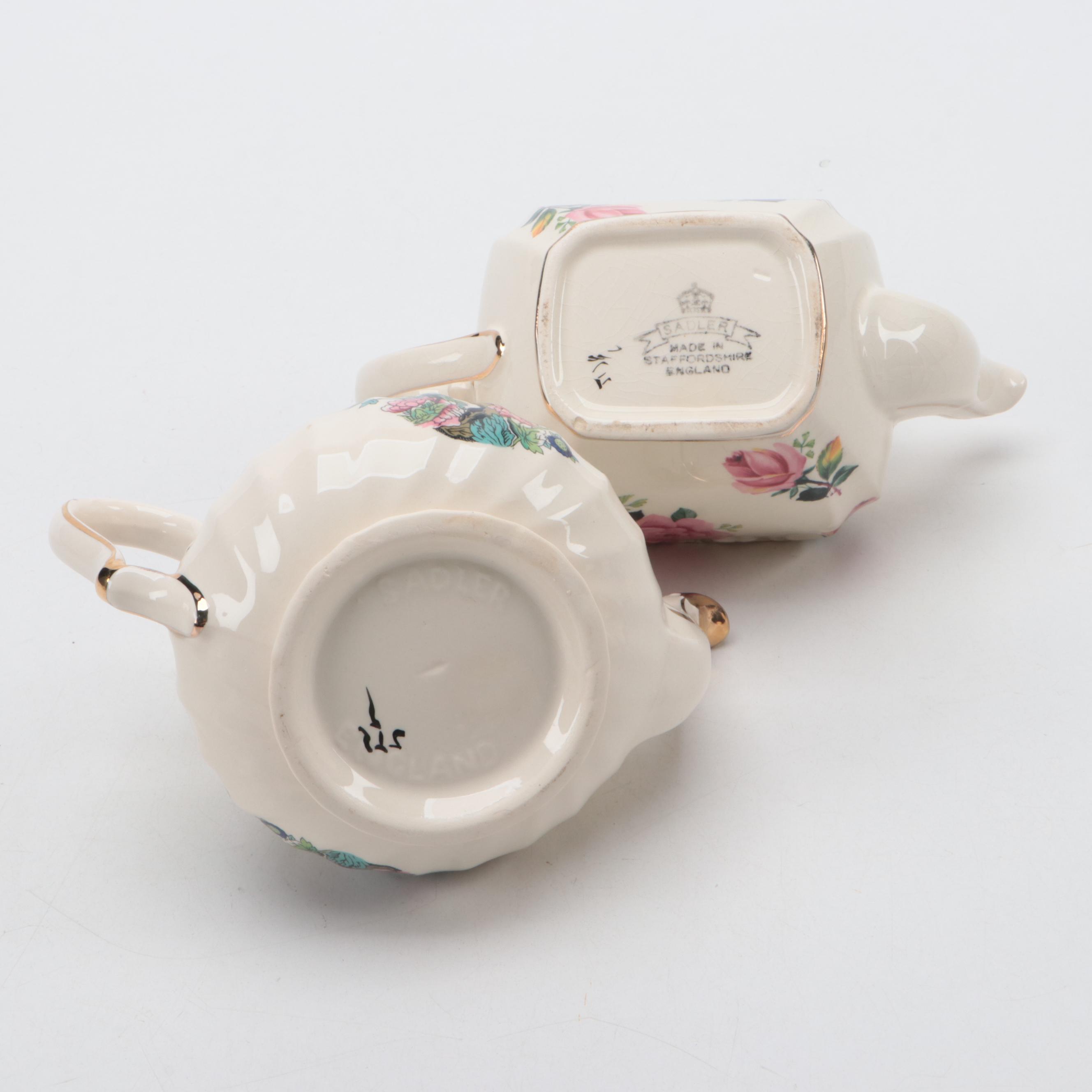 Lefton Porcelain Music Box with Harrods Tea Set and Other Teapots
