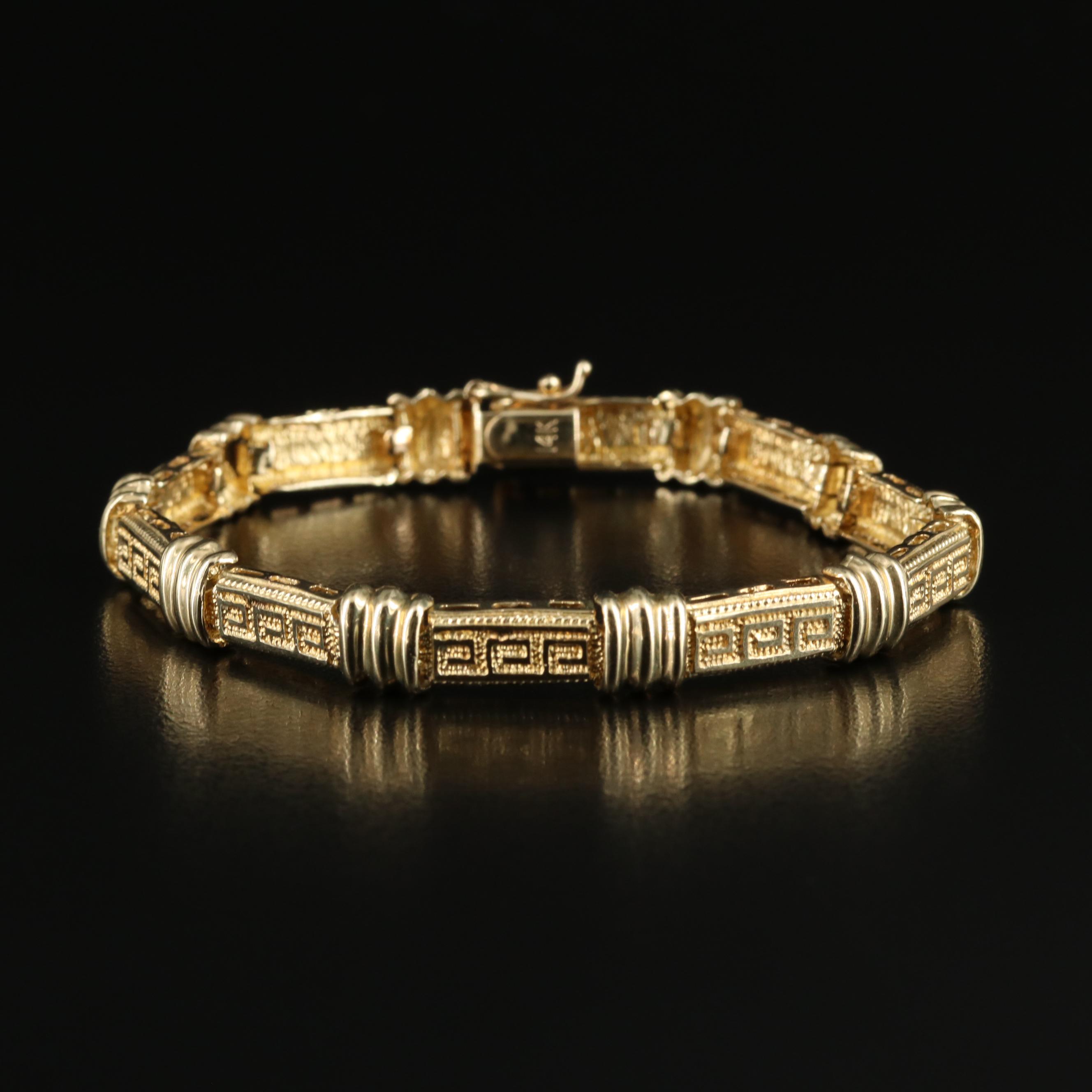 14K Greek Key Link Bracelet