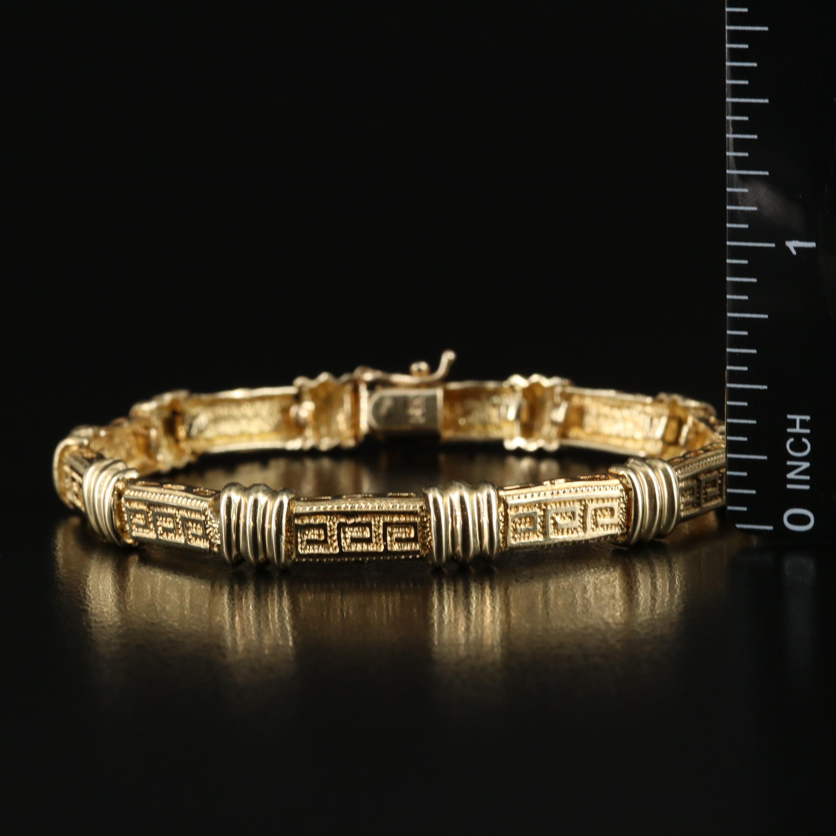 14K Greek Key Link Bracelet