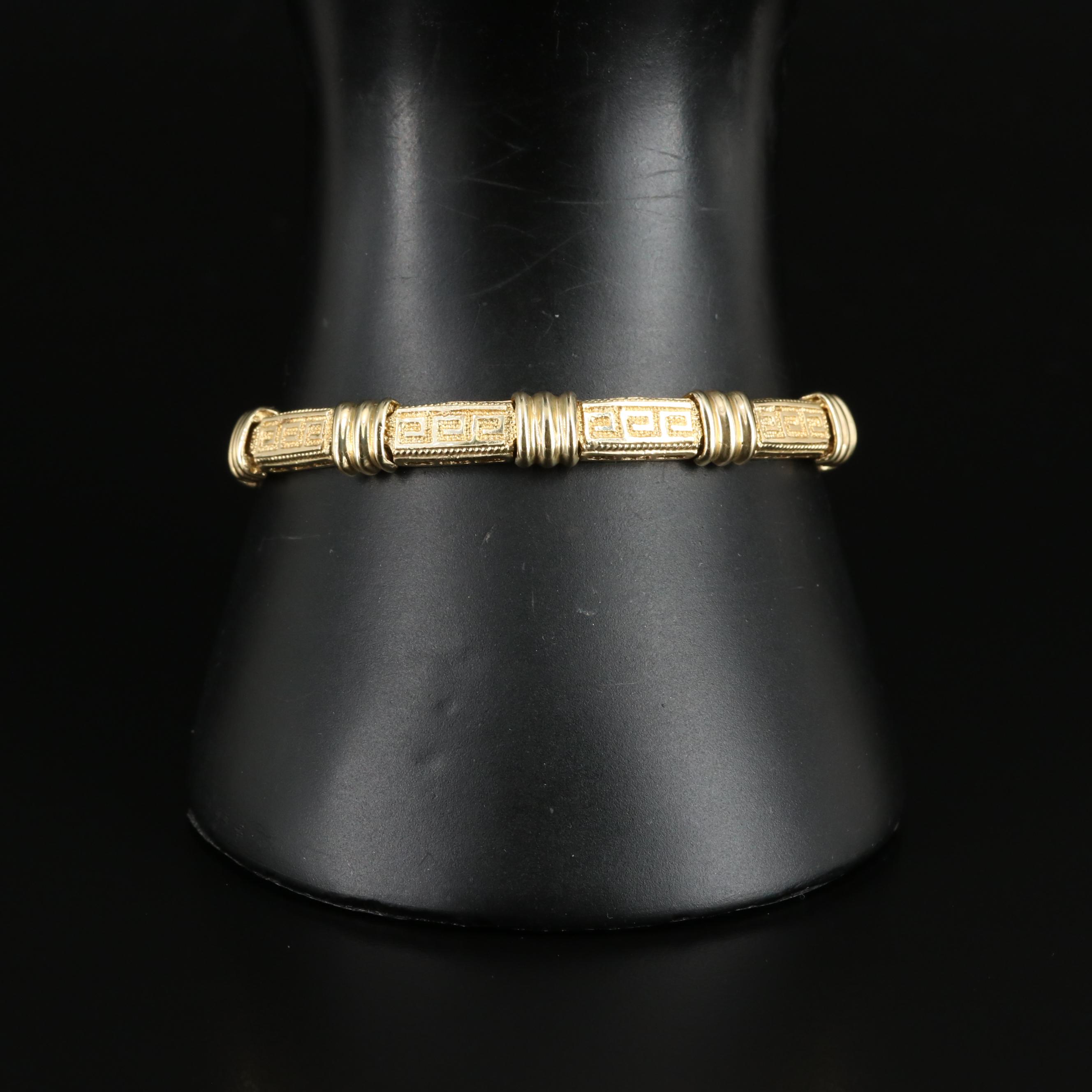 14K Greek Key Link Bracelet