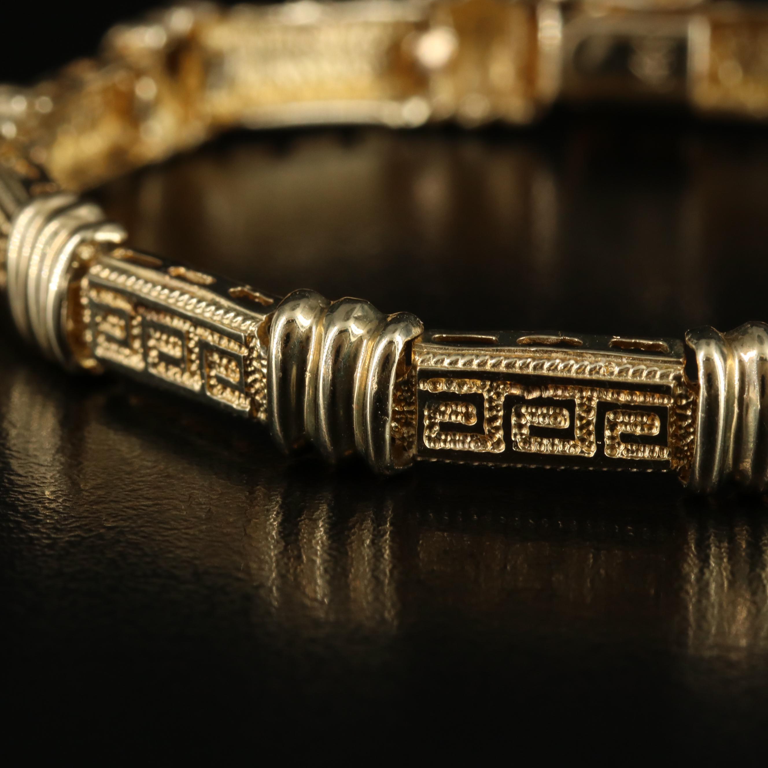 14K Greek Key Link Bracelet