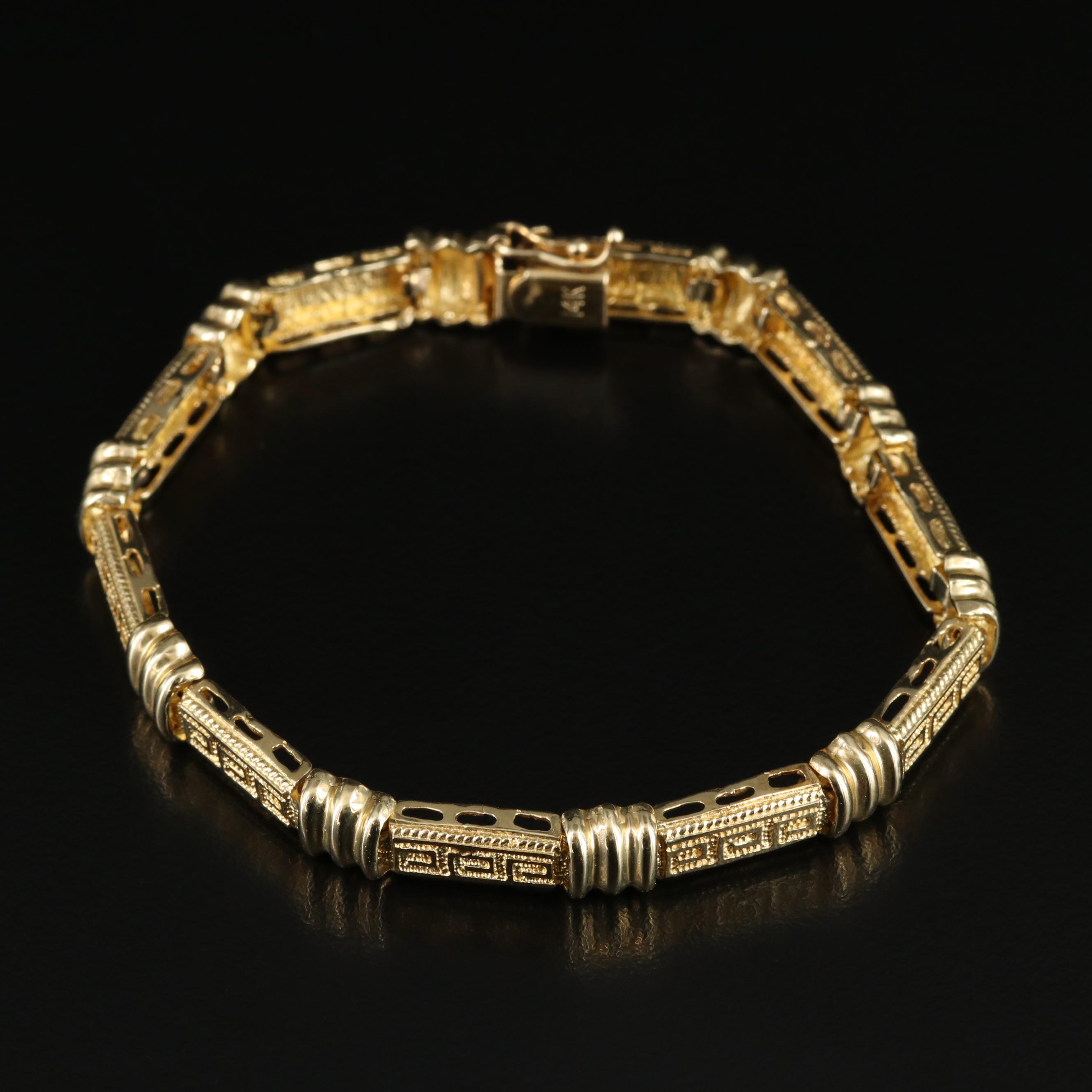 14K Greek Key Link Bracelet