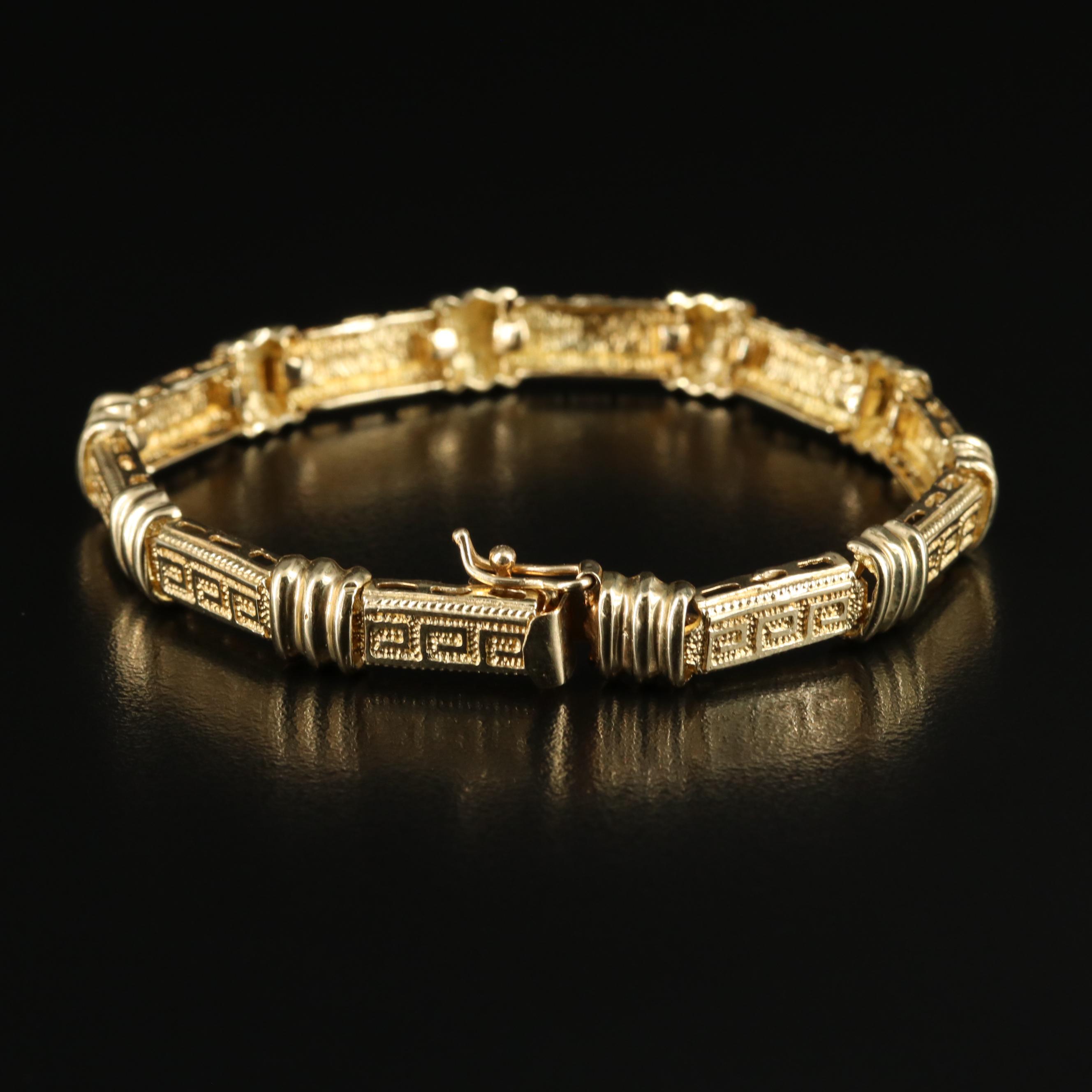 14K Greek Key Link Bracelet