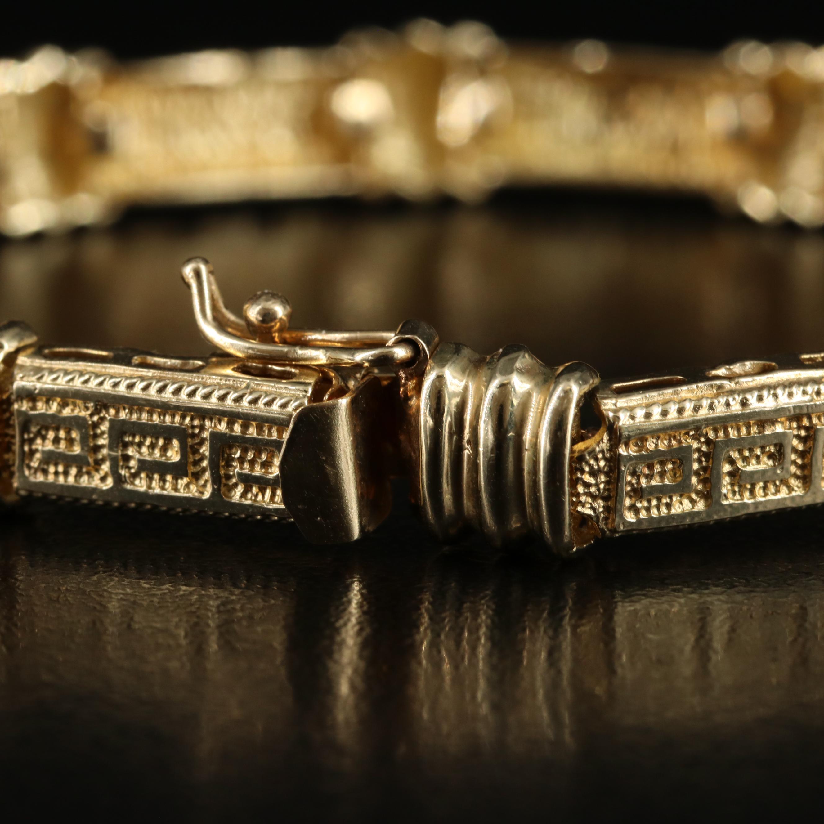 14K Greek Key Link Bracelet