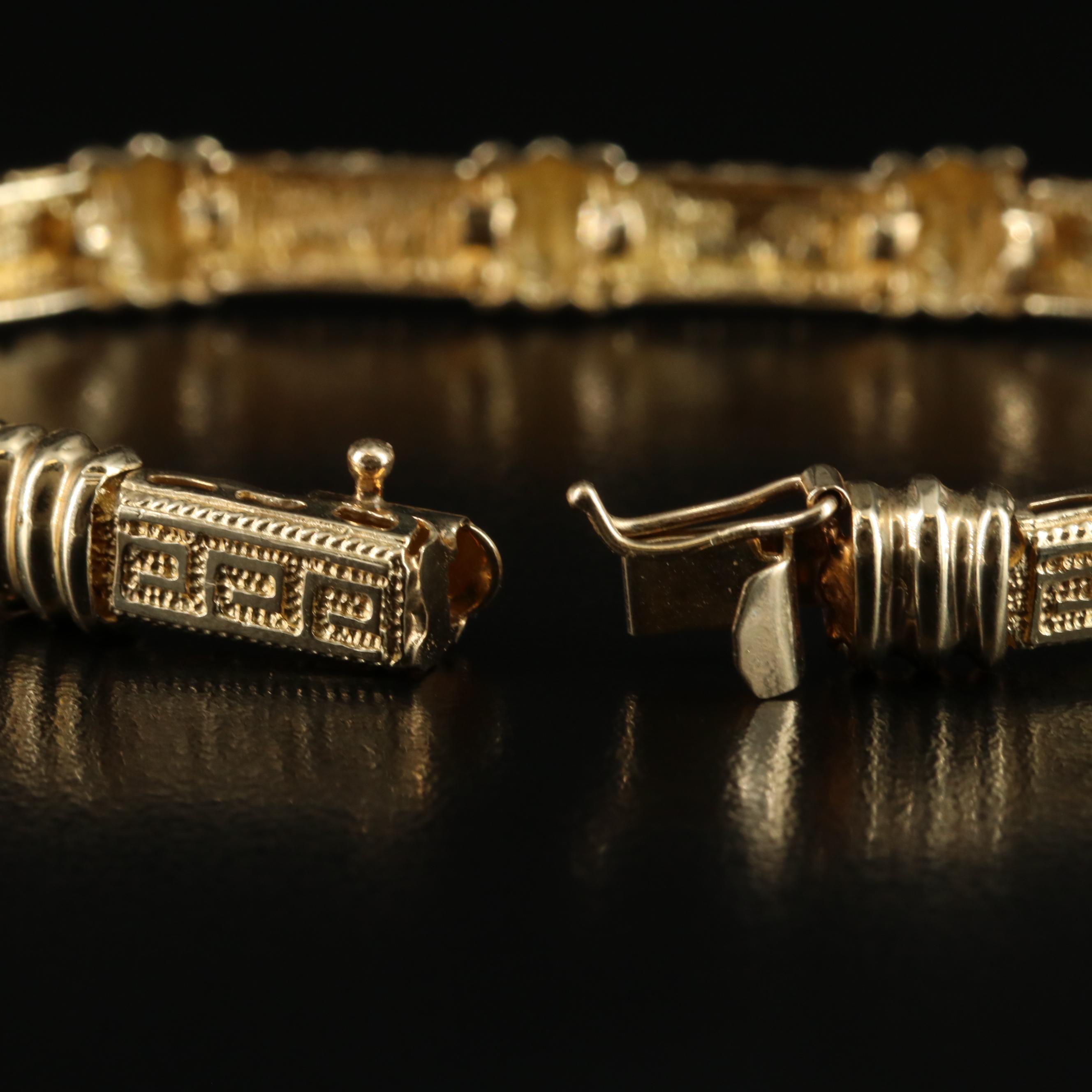 14K Greek Key Link Bracelet