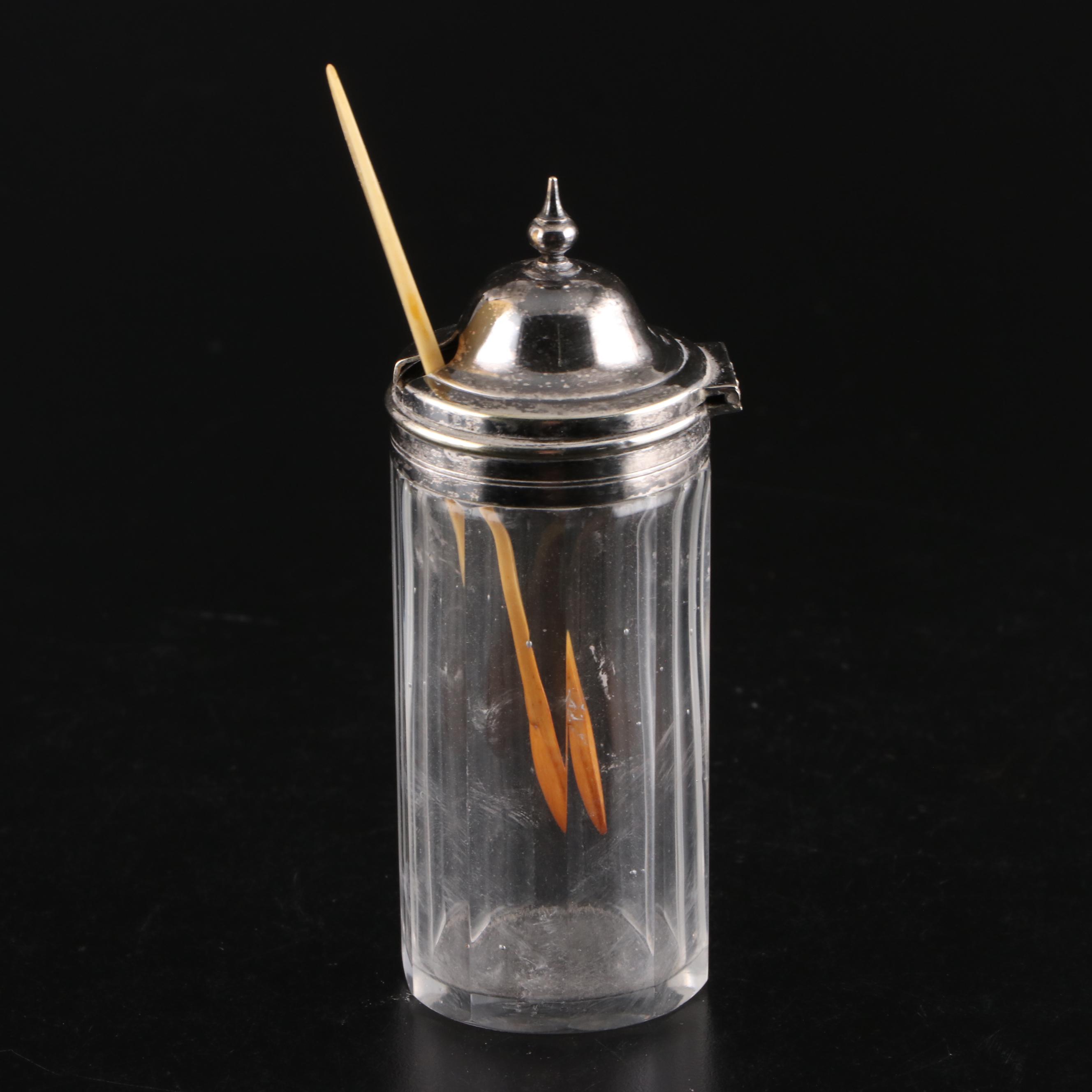 Pinder Brothers Silver Plate Condiment Caddy with Glass Castors and Cruets