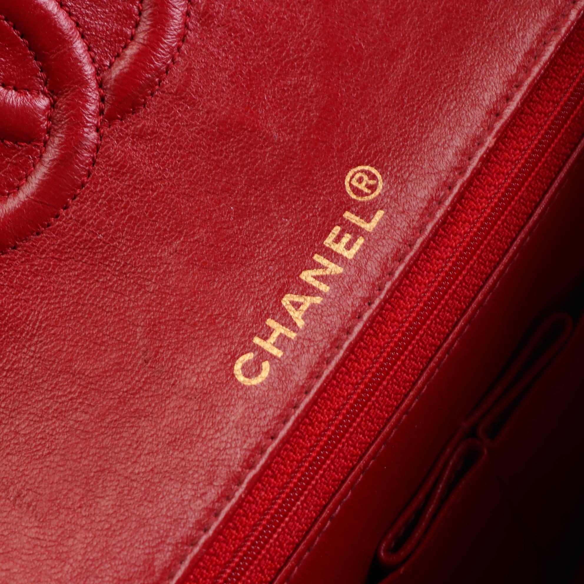 Chanel Timeless Classic Flap Medium Bag in Red Quilted Lambskin Leather