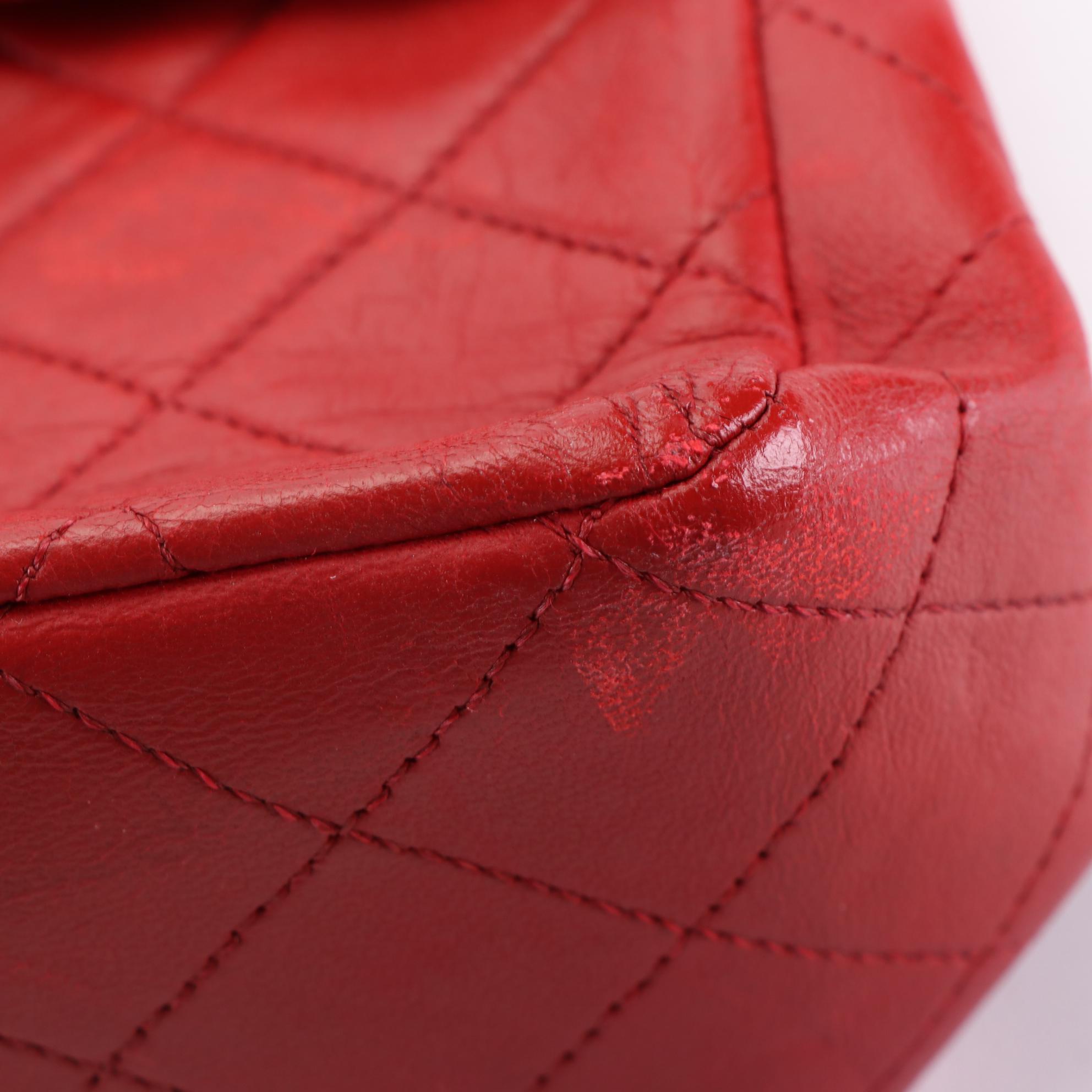 Chanel Timeless Classic Flap Medium Bag in Red Quilted Lambskin Leather