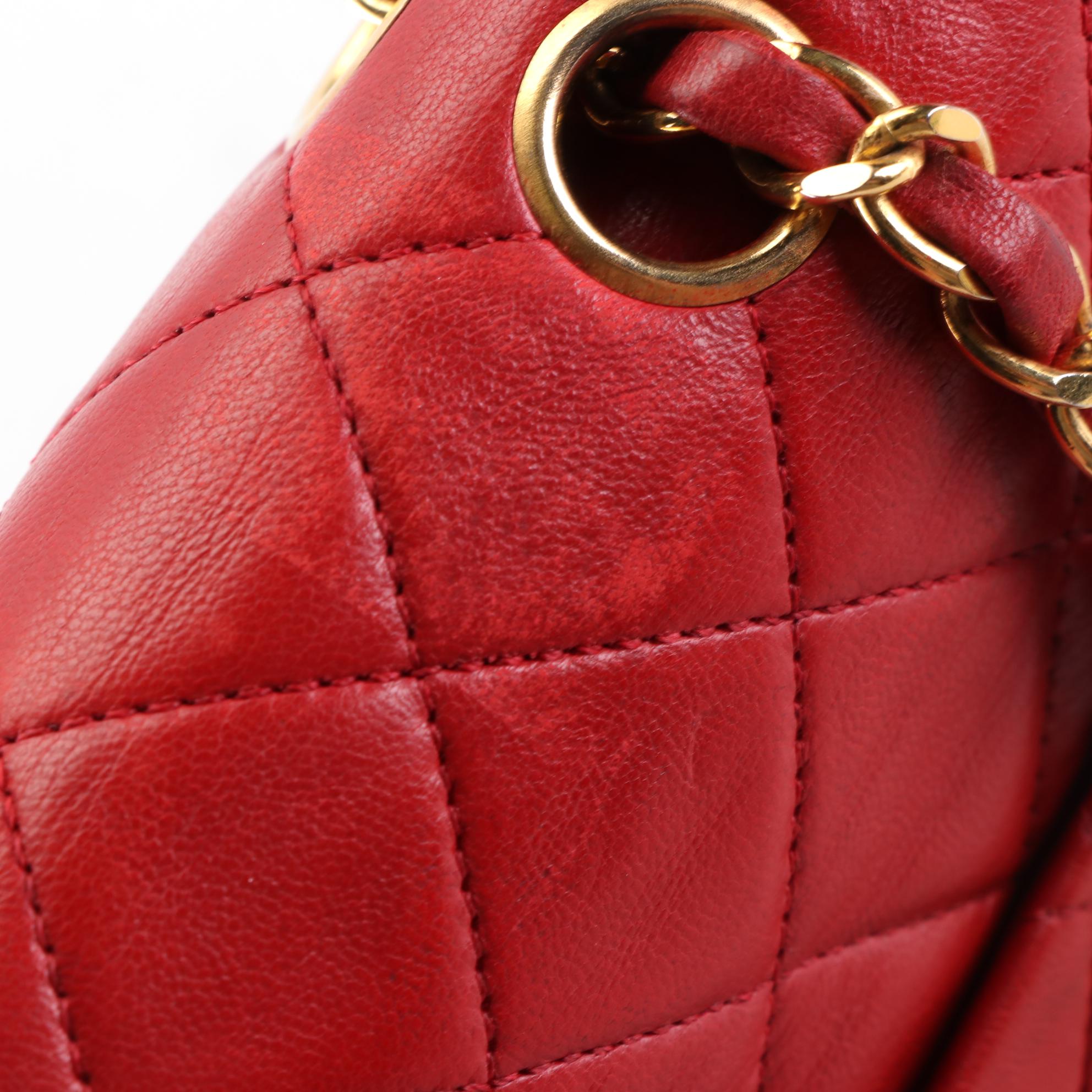 Chanel Timeless Classic Flap Medium Bag in Red Quilted Lambskin Leather