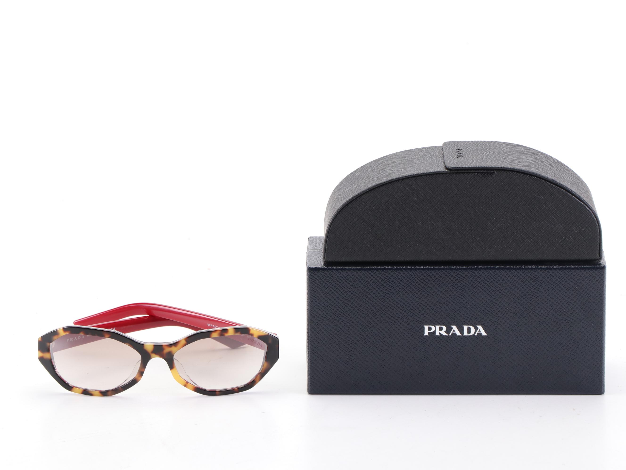 Prada SPR20V-F Havana Sunglasses with Case and Box