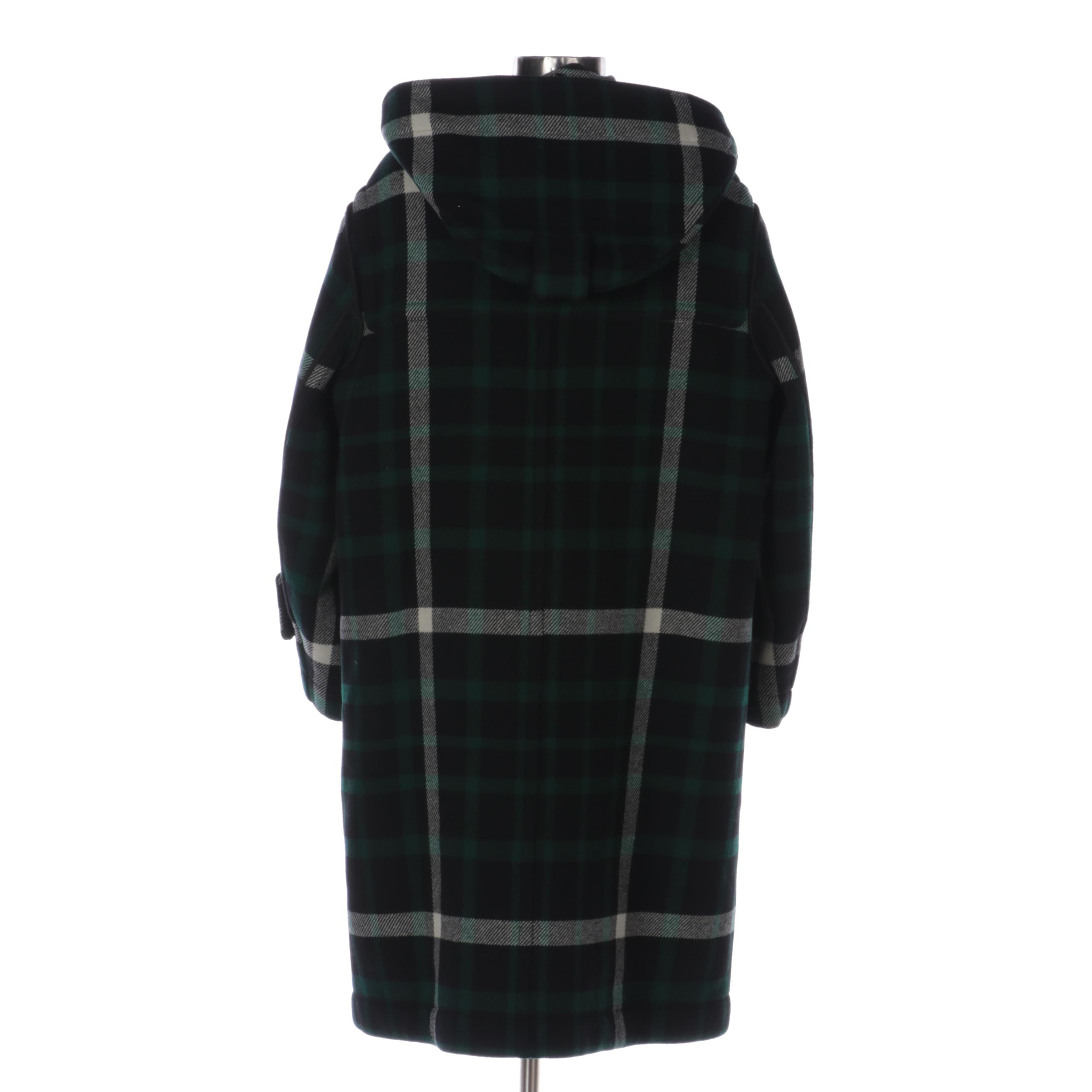 Burberry Toggle-Front Hooded Coat in Plaid Wool with Removable Lining