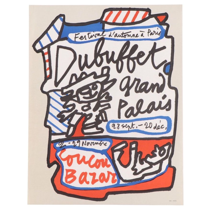 Jean Dubuffet Color Lithograph Poster for Festival d'Automne à Paris, 1973