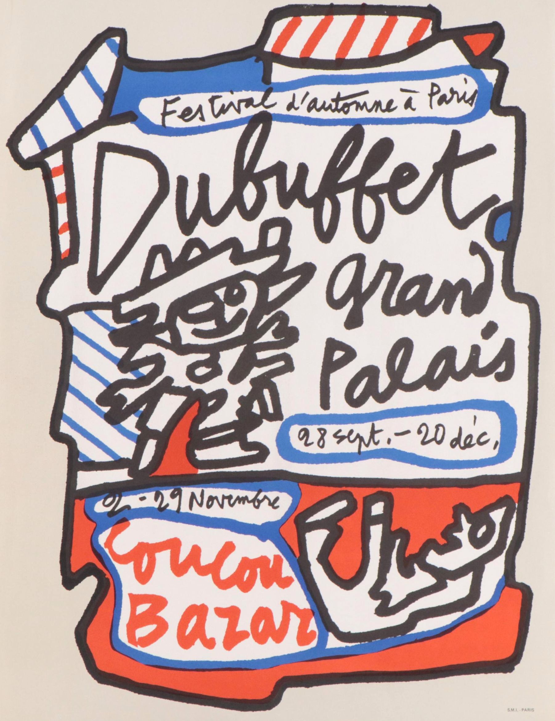 Jean Dubuffet Color Lithograph Poster for Festival d'Automne à Paris, 1973