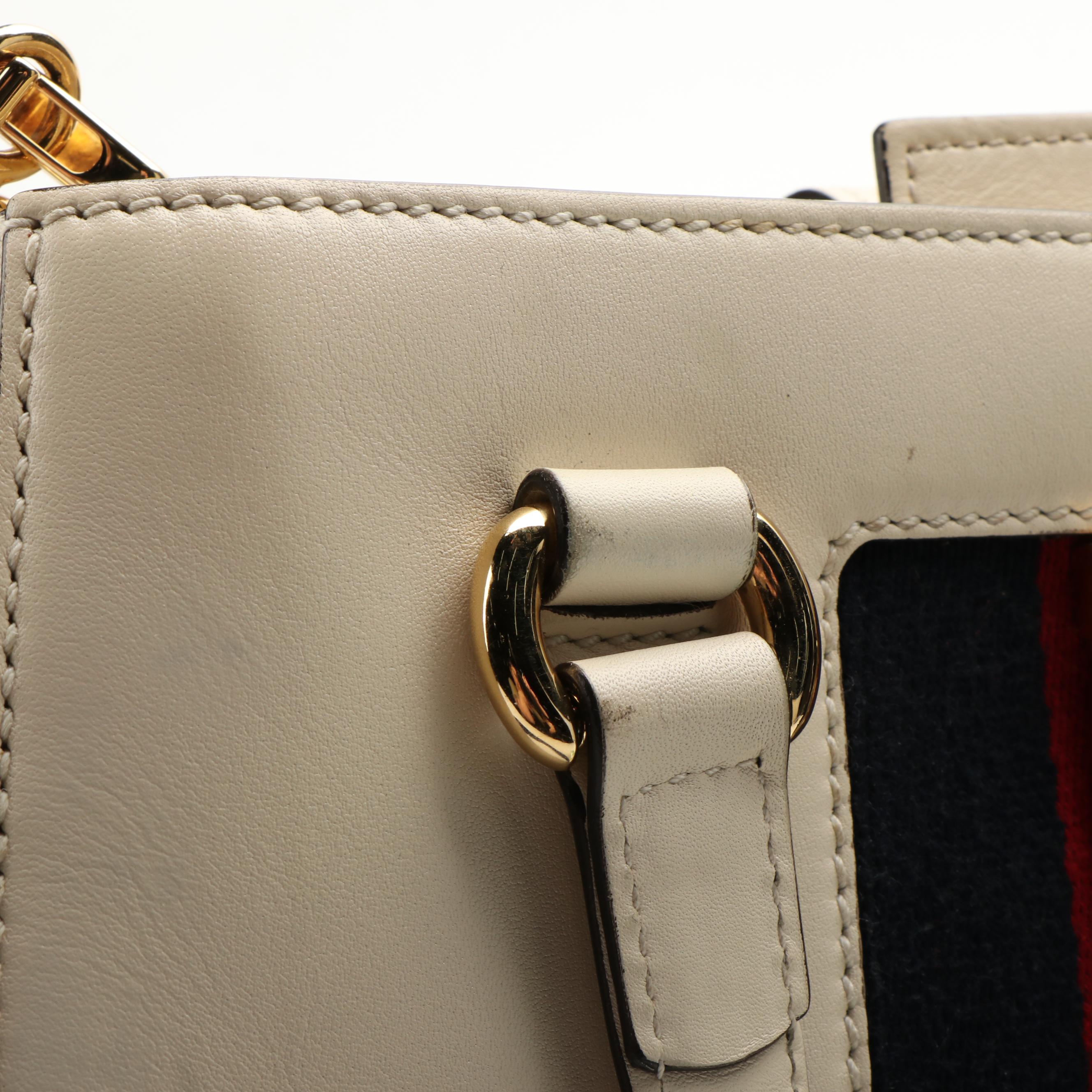 Gucci White Leather Medium Sylvie Tote Bag