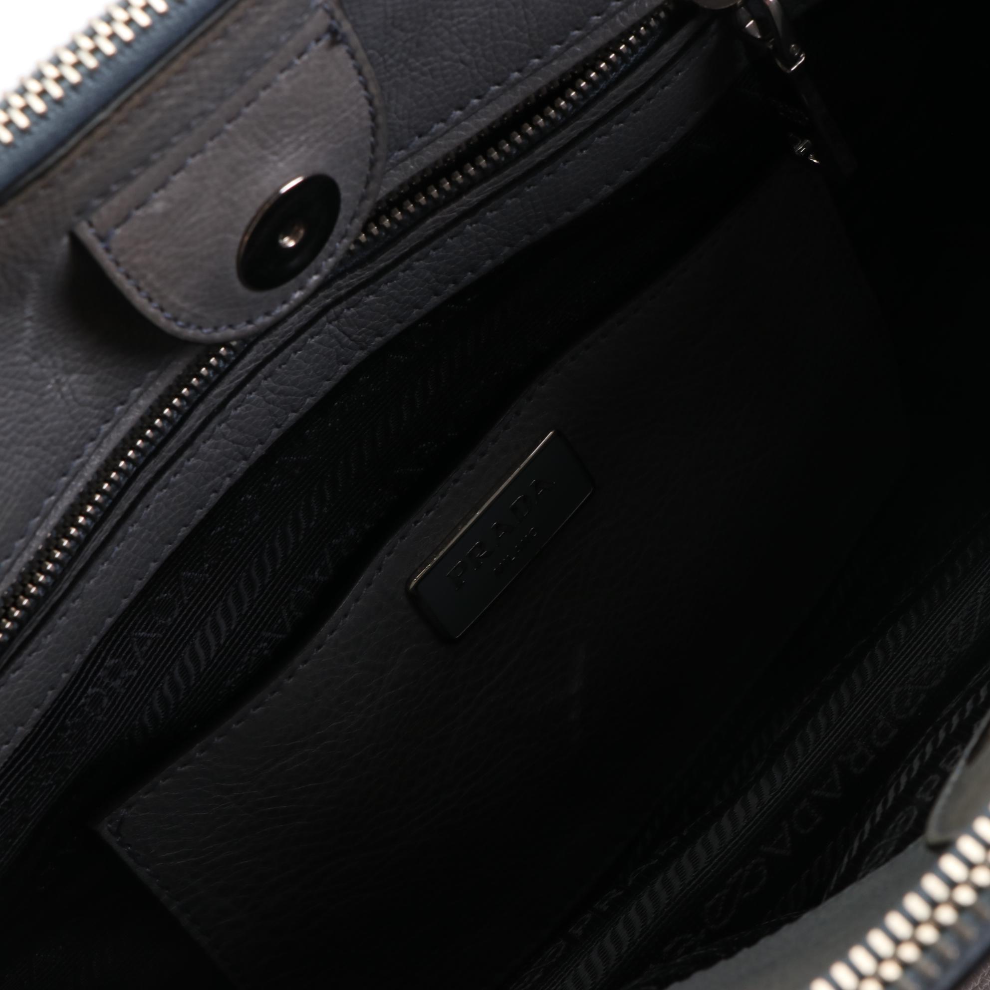 Prada Twin Pocket Two-Way Tote Bag in Glacé Calfskin Leather