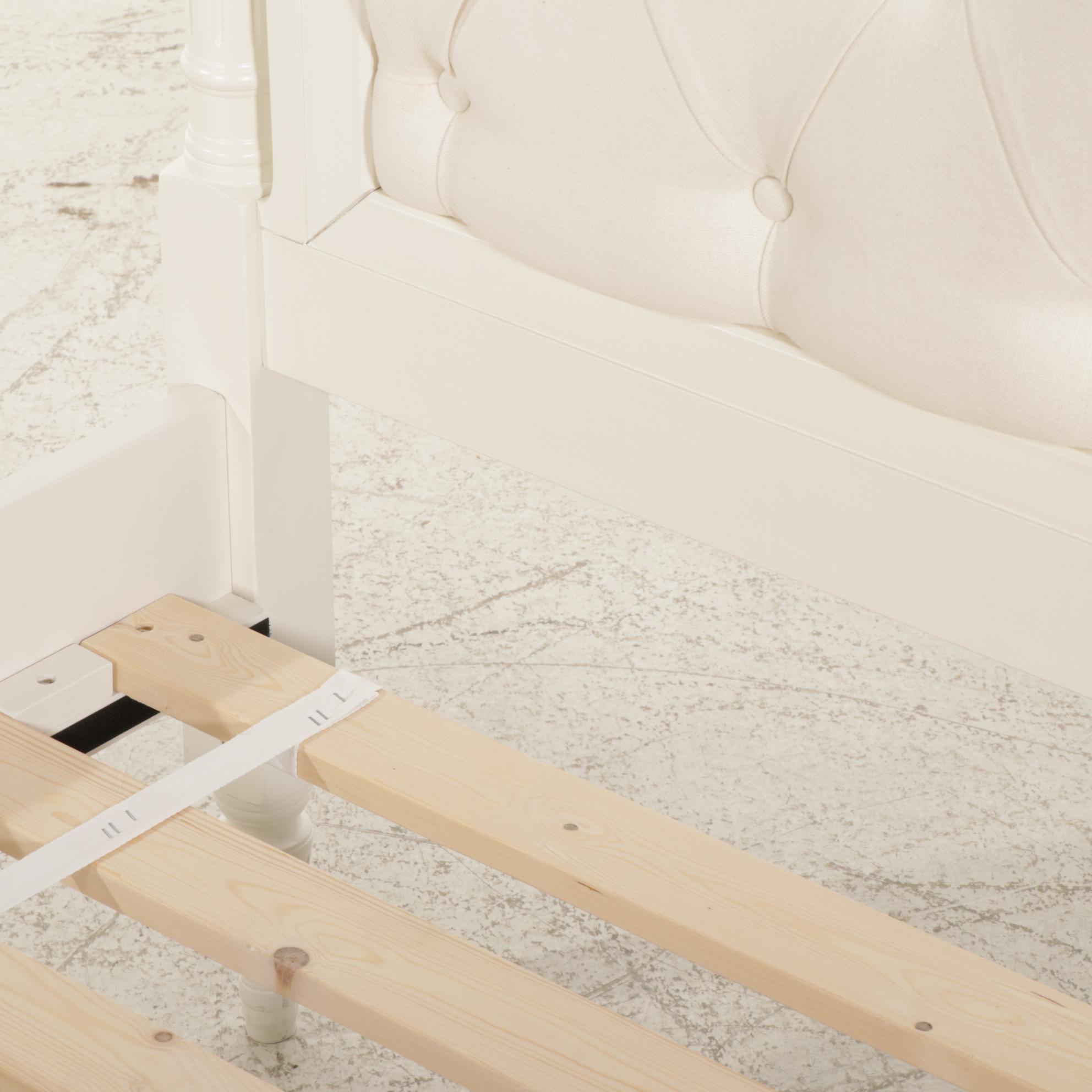 Pottery Barn Kids "Blythe" White-Paint and Upholstered Twin Bed Frame