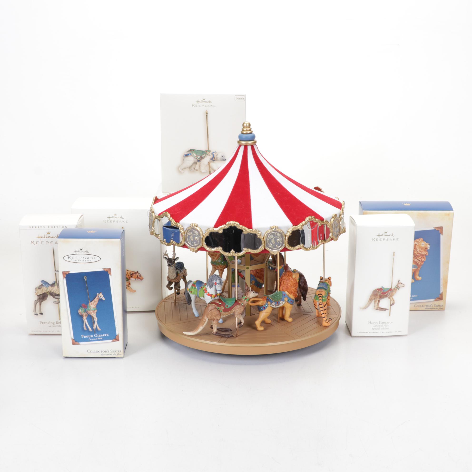 Hallmark Keepsake Musical Carousel and Ornaments in Boxes
