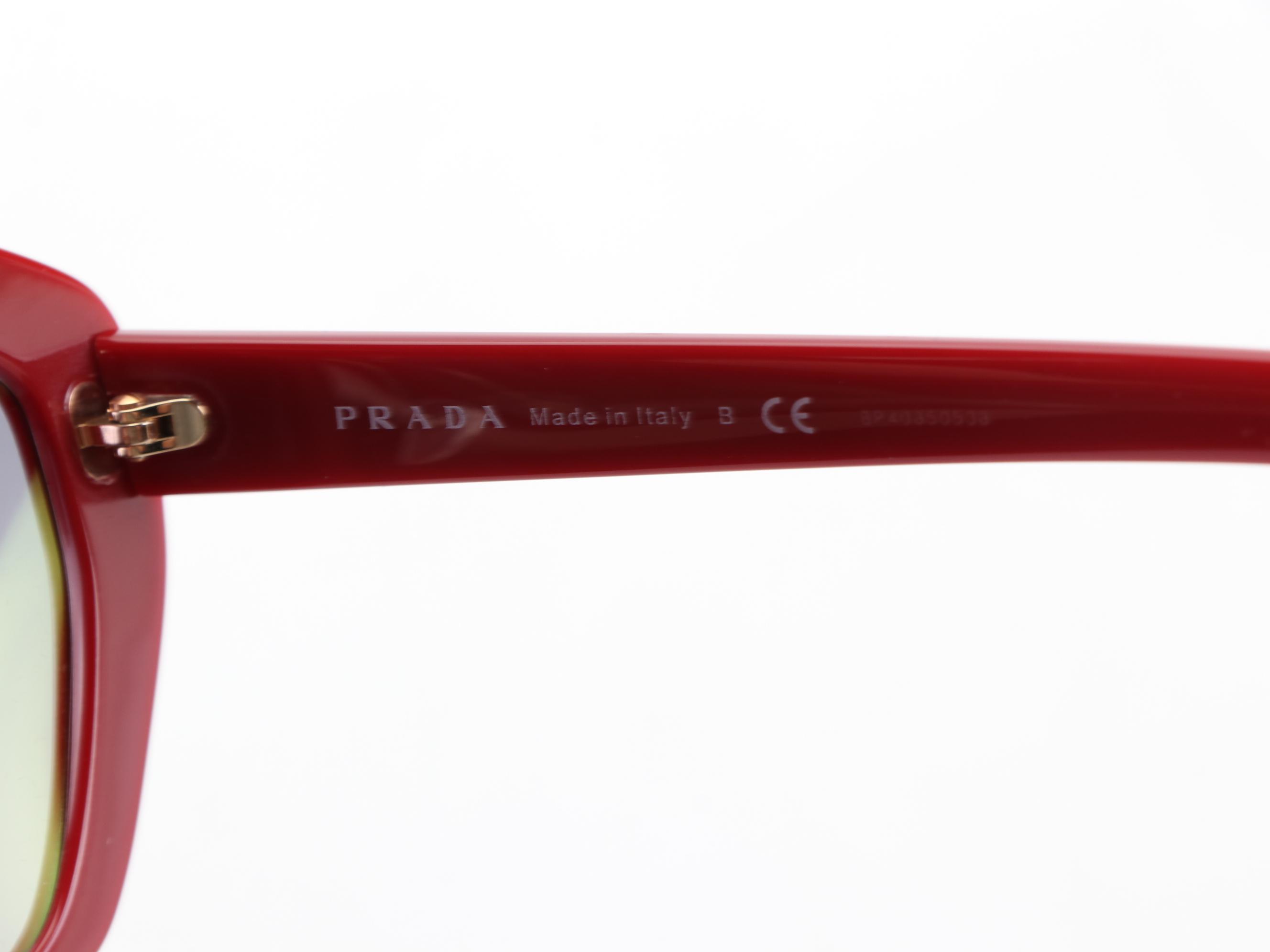 Prada SPR08X Red Angular Sunglasses with Case and Box