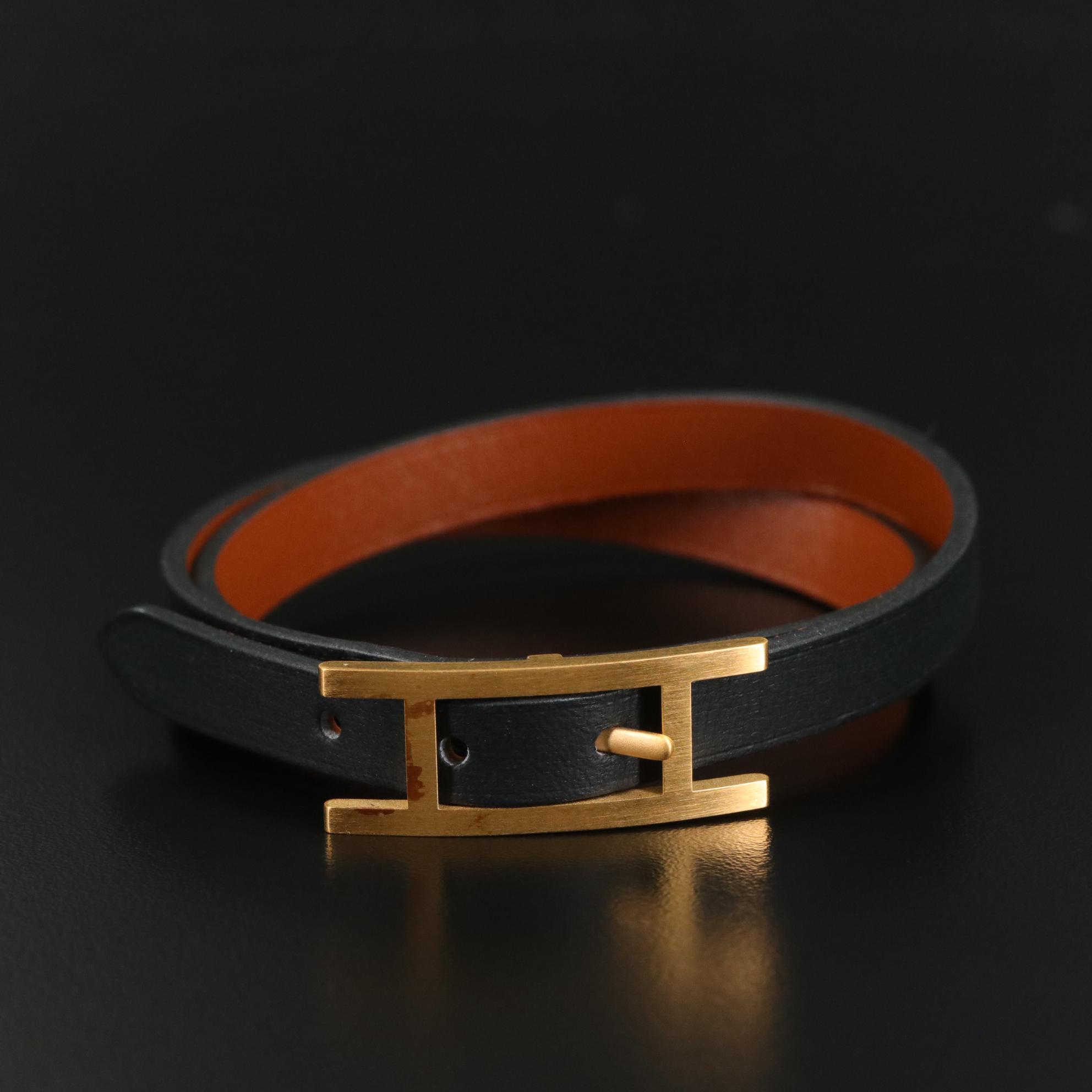 Hermès Behapi Double Tour Leather Bracelet