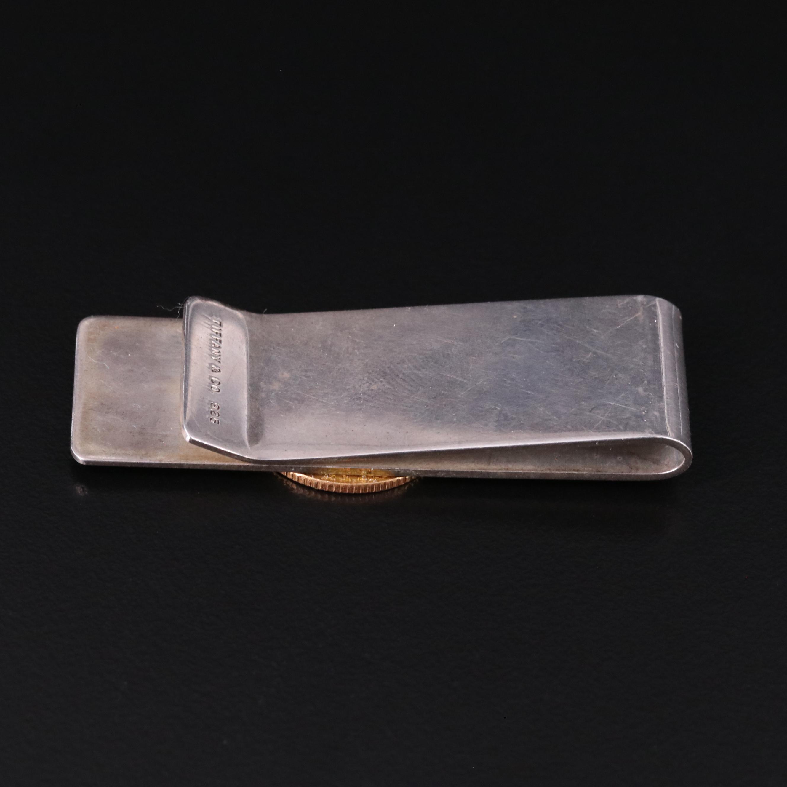 Tiffany .925 Silver Money Clip With a 1911 Indian Five Dollar Gold Coin