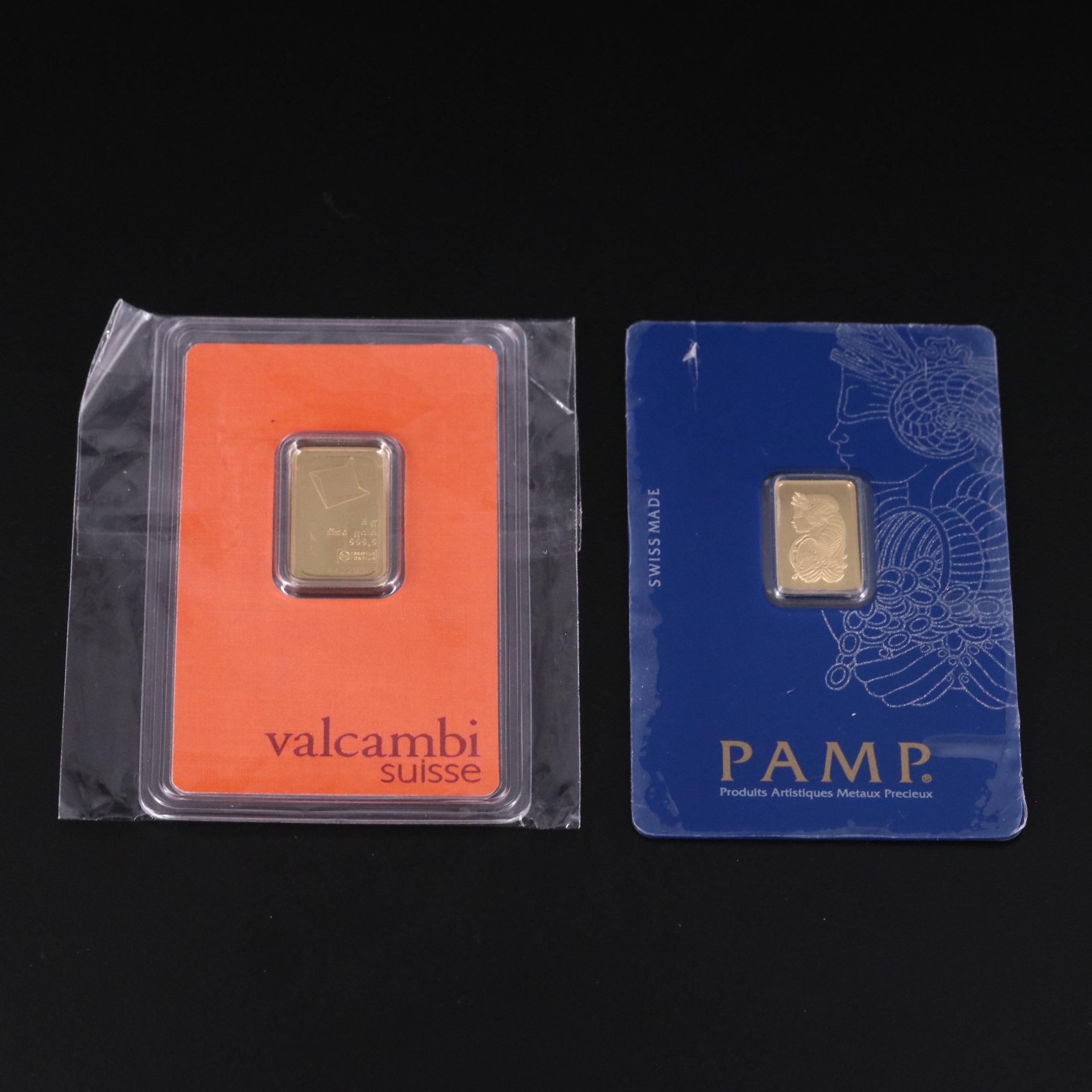 Two Small Swiss .999 Gold Bars