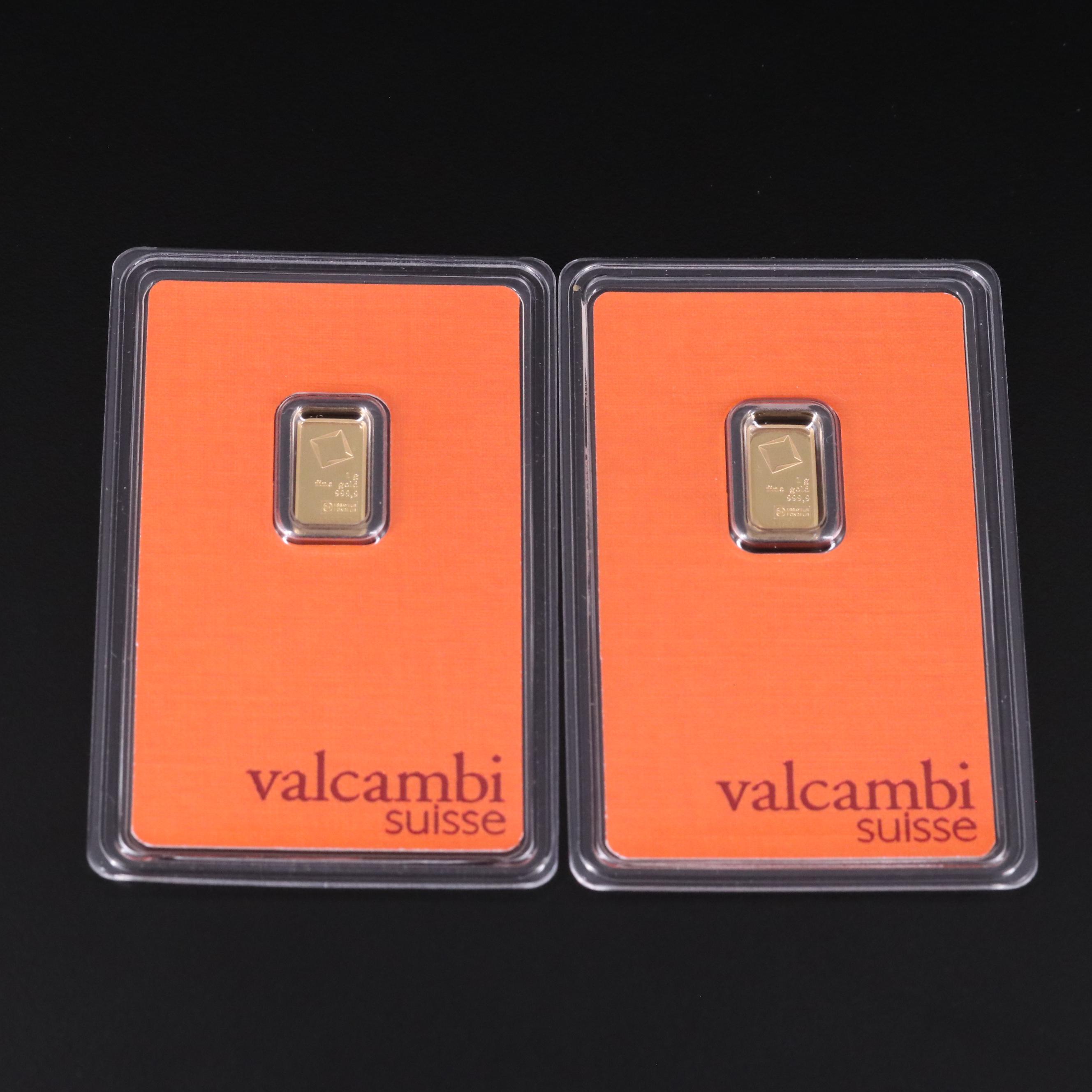 Two Small Swiss .999 Gold Bars