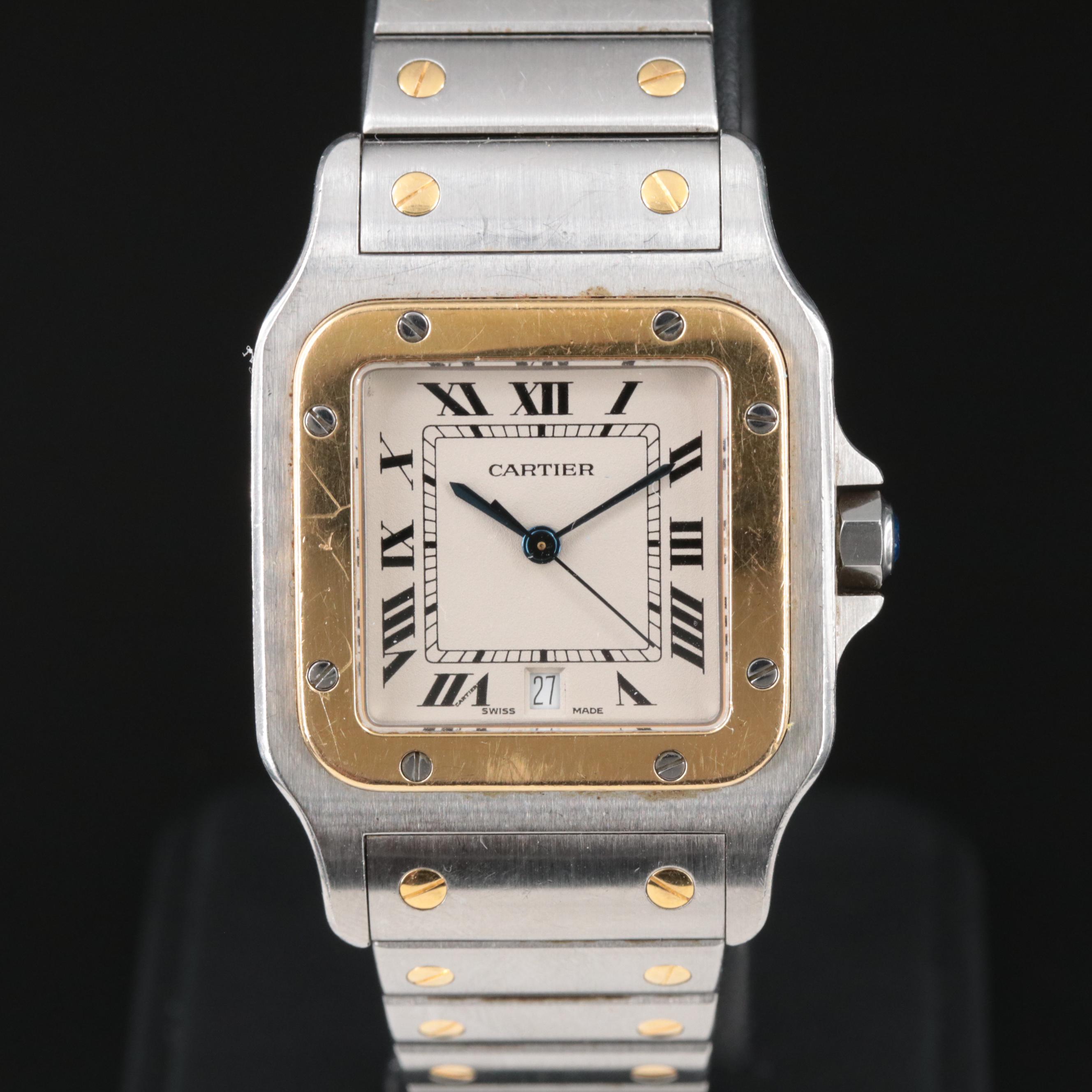 18K and Stainless Steel Cartier Santos de Cartier Quartz Watch