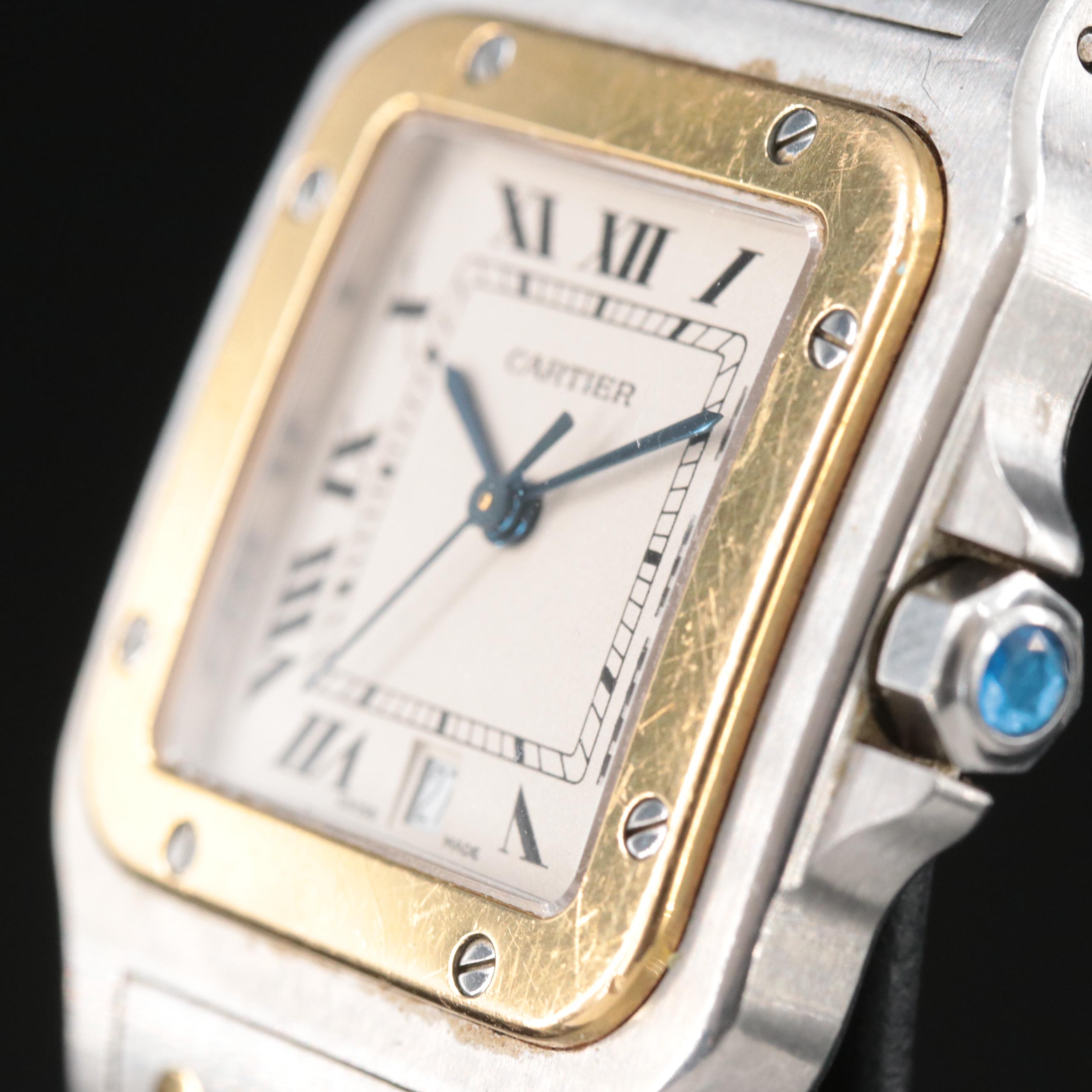 18K and Stainless Steel Cartier Santos de Cartier Quartz Watch