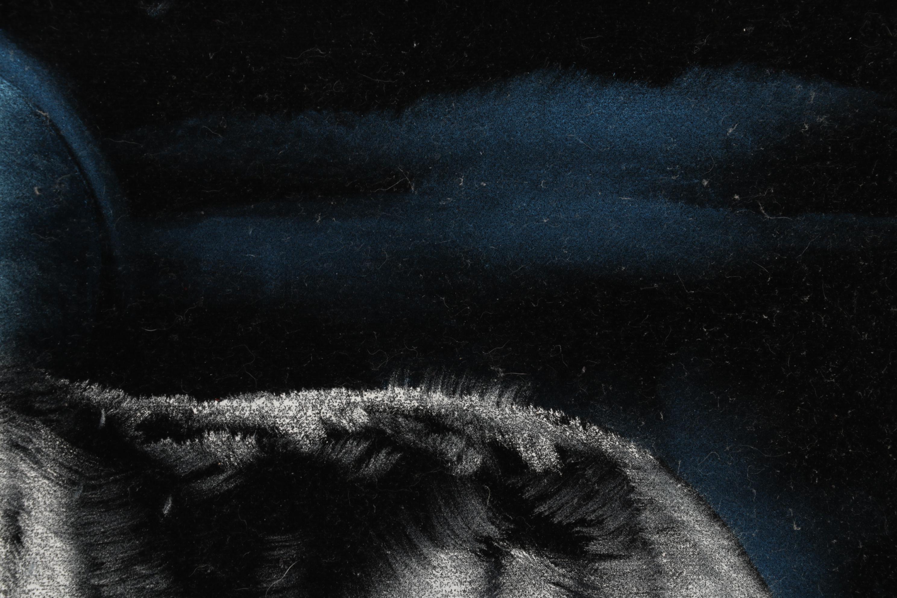 Folk Art Oil Paintings on Velvet of Wolves, Late 20th Century