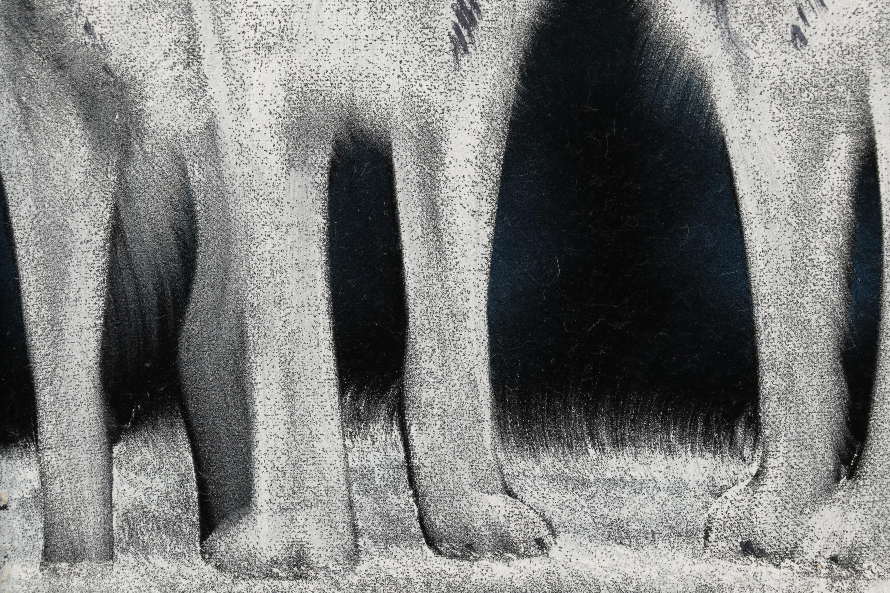 Folk Art Oil Paintings on Velvet of Wolves, Late 20th Century