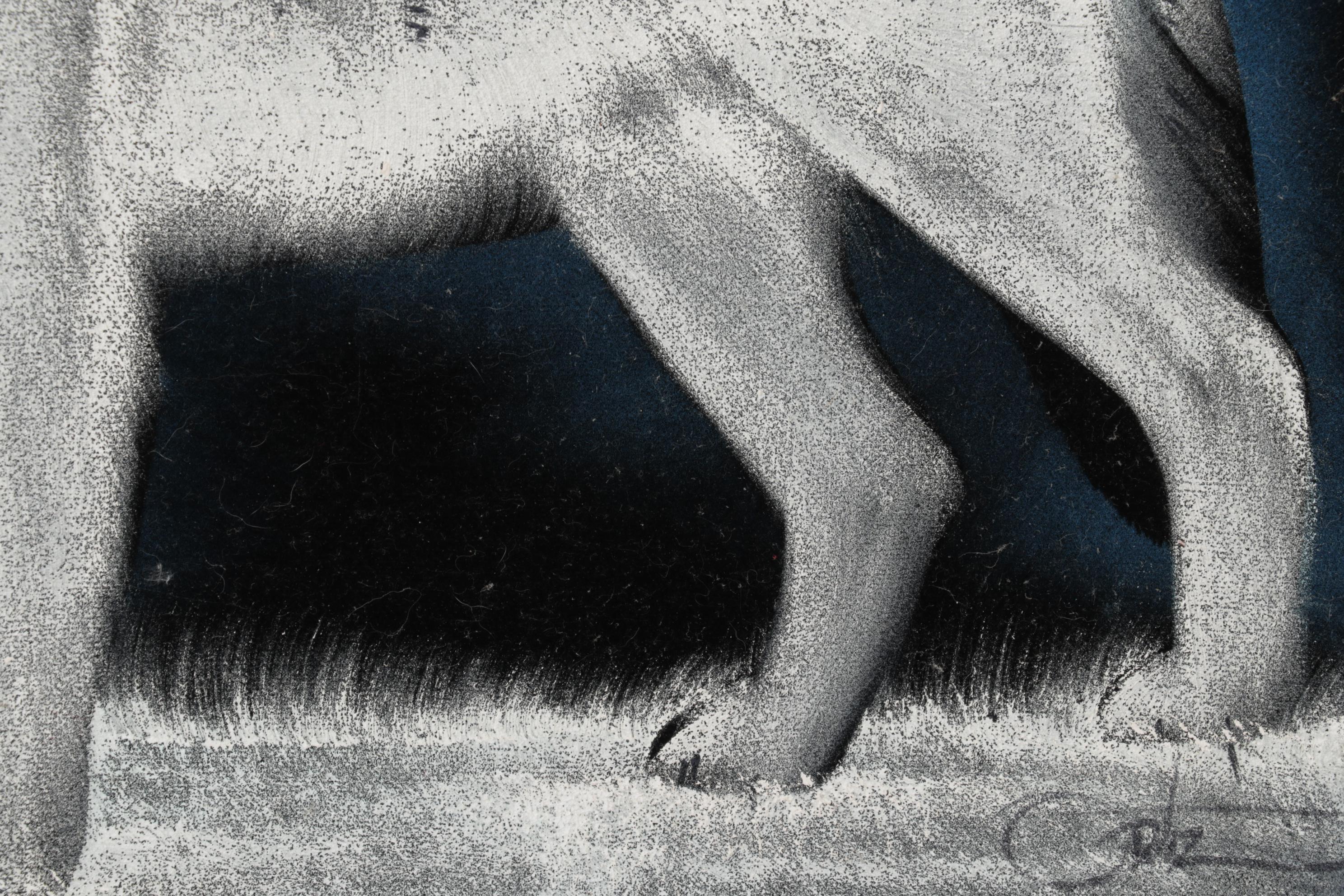 Folk Art Oil Paintings on Velvet of Wolves, Late 20th Century