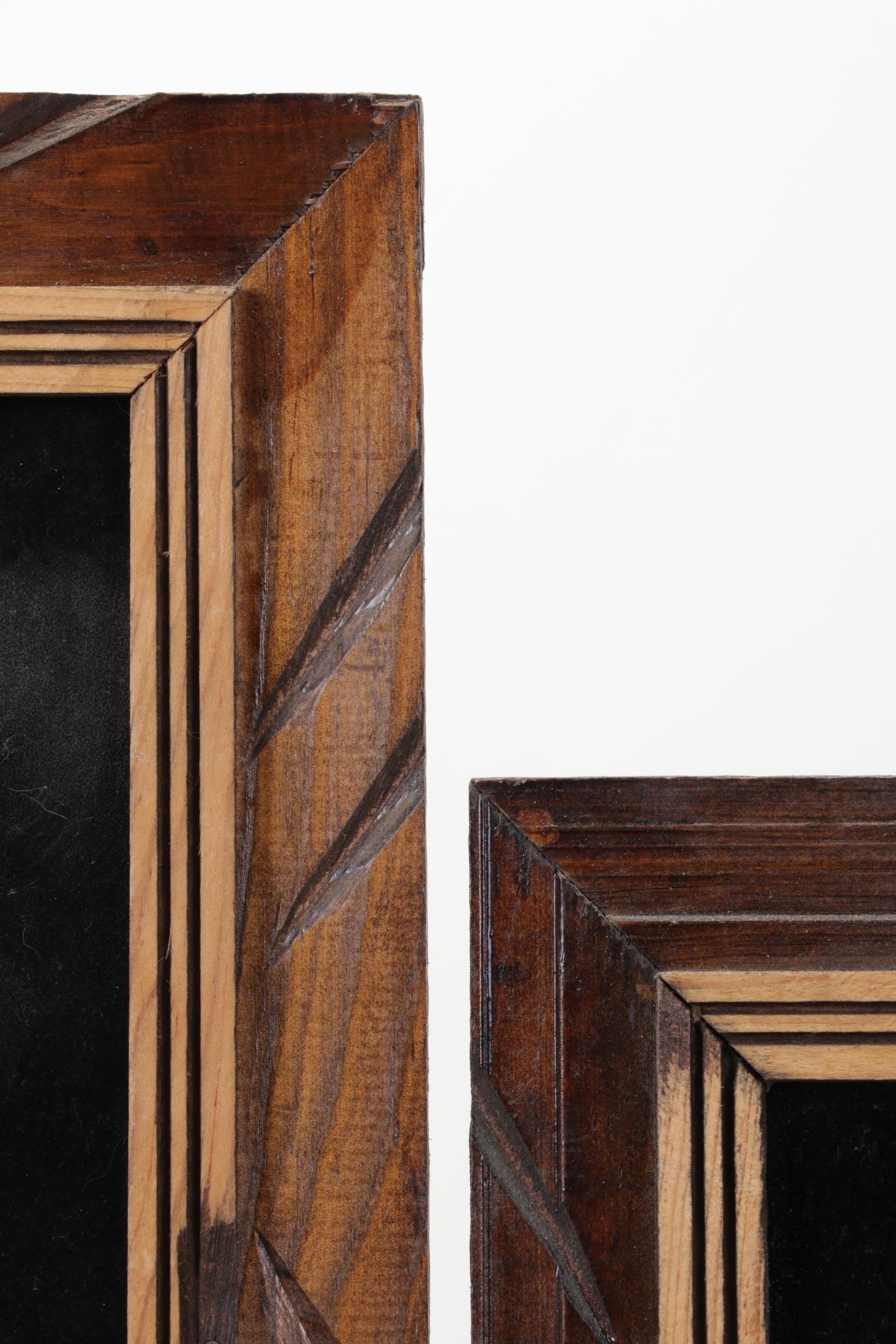 Folk Art Oil Paintings on Velvet of Wolves, Late 20th Century