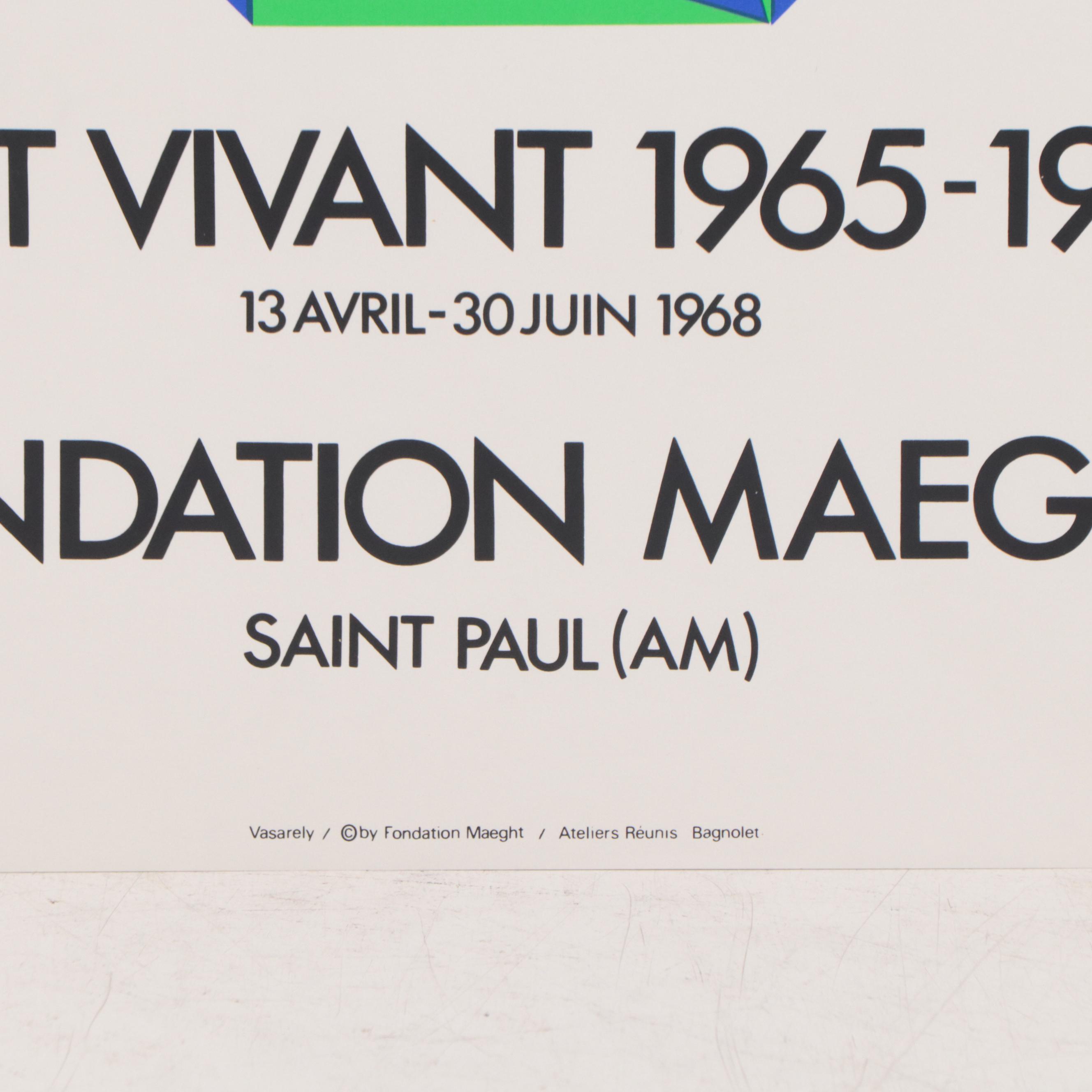 Victor Vasarley Serigraph Poster for Foundation Maeght, 1968