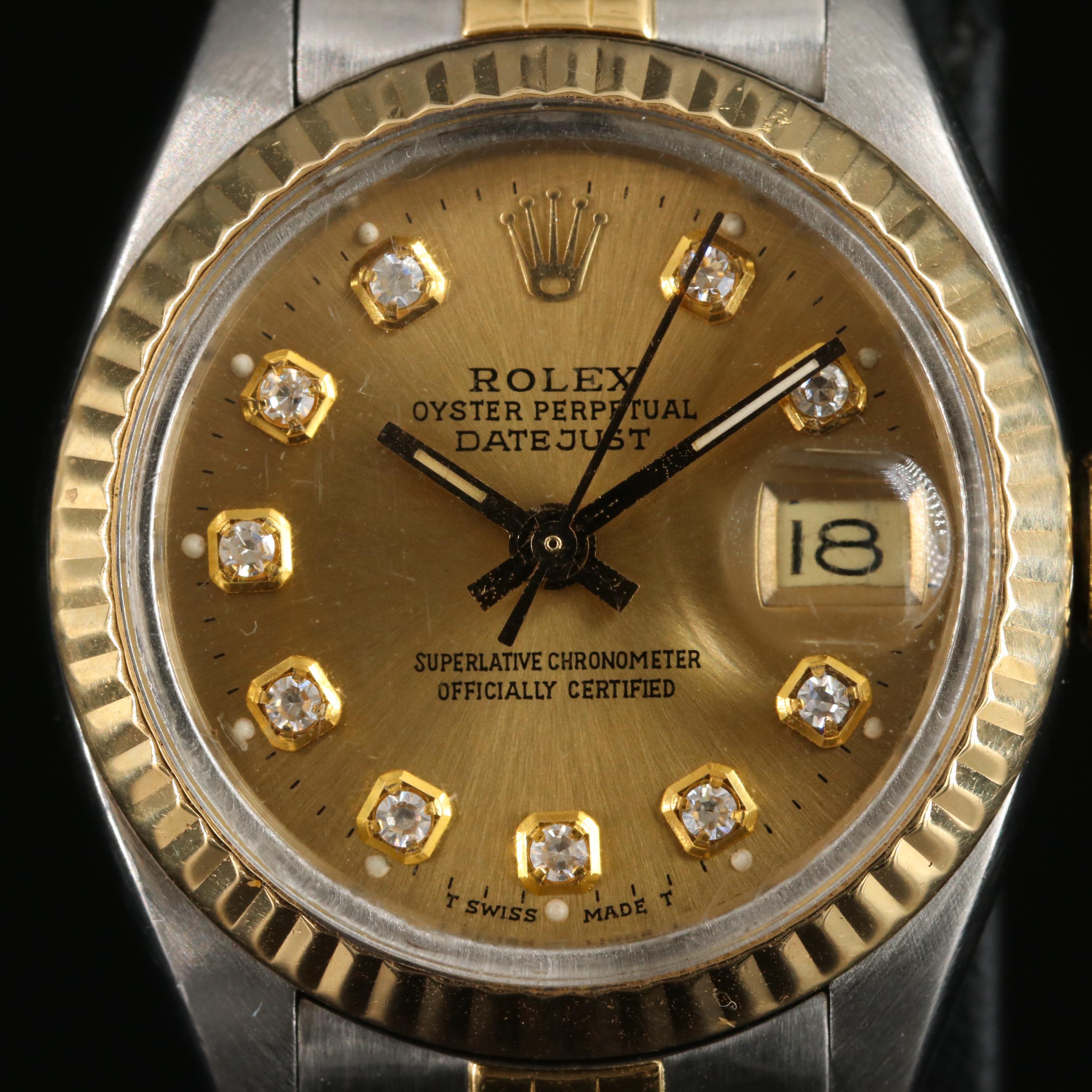 Rolex Custom Diamond Dial Oyster Perpetual Datejust Watch