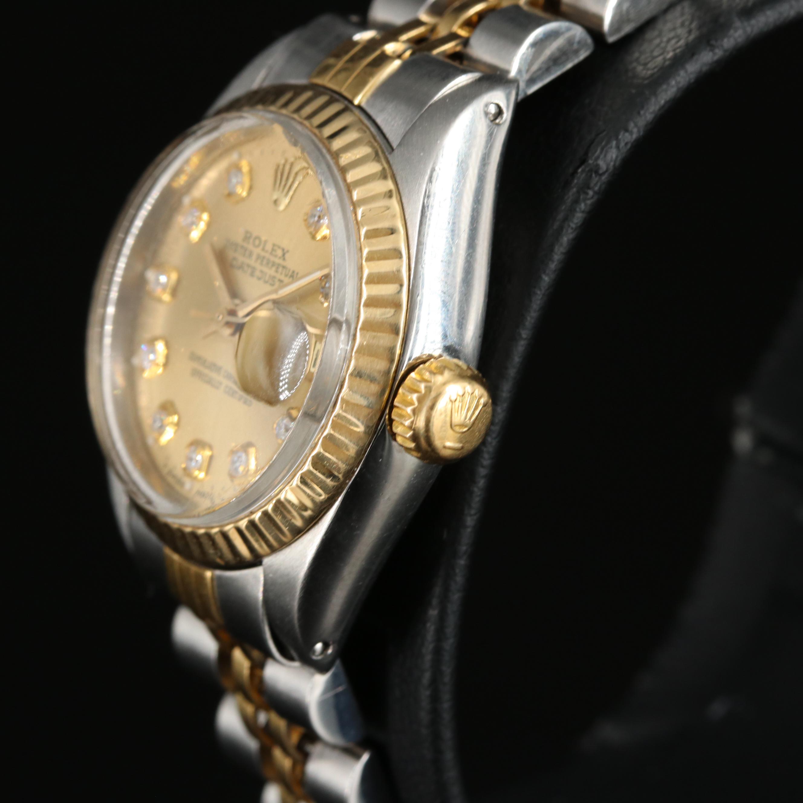 Rolex Custom Diamond Dial Oyster Perpetual Datejust Watch