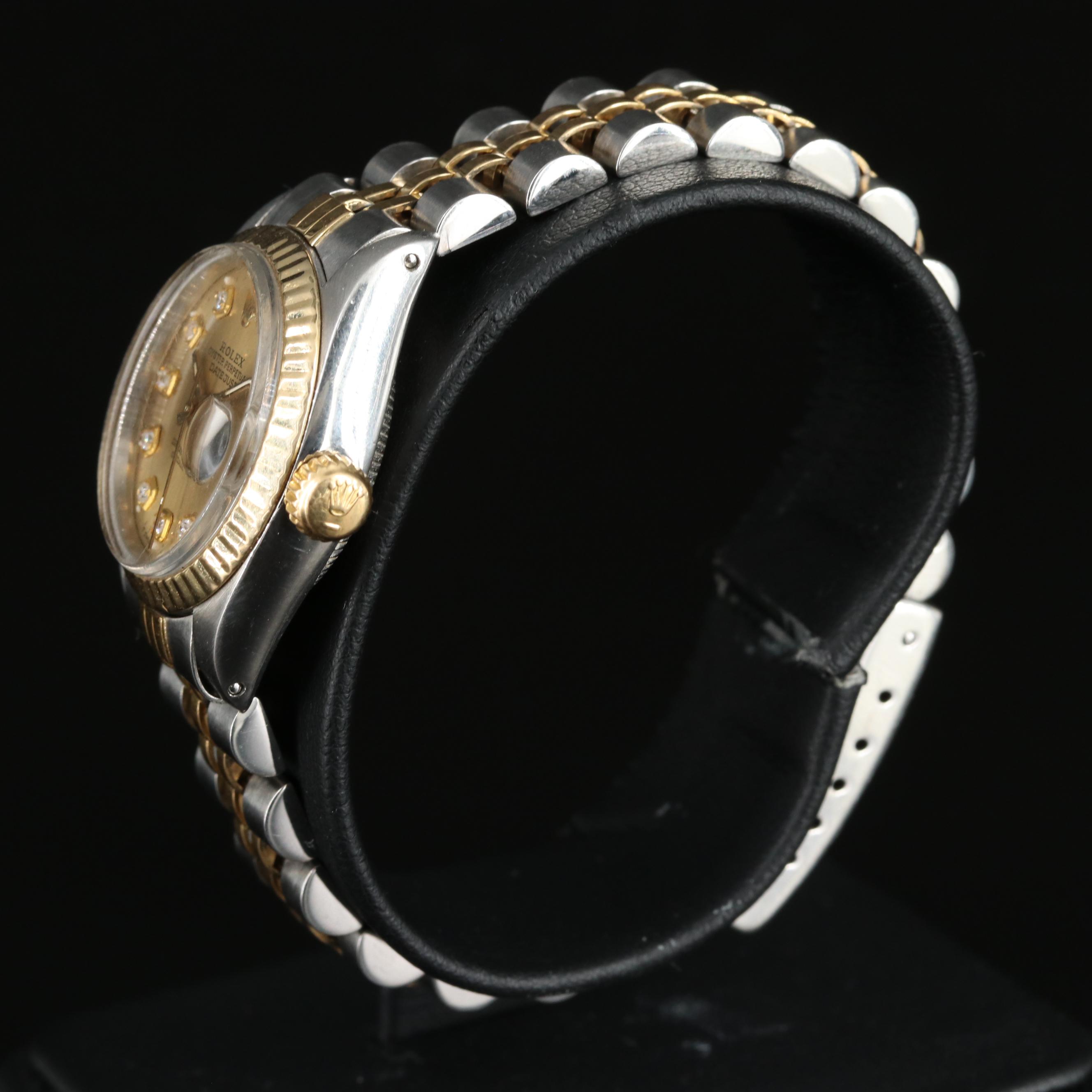 Rolex Custom Diamond Dial Oyster Perpetual Datejust Watch