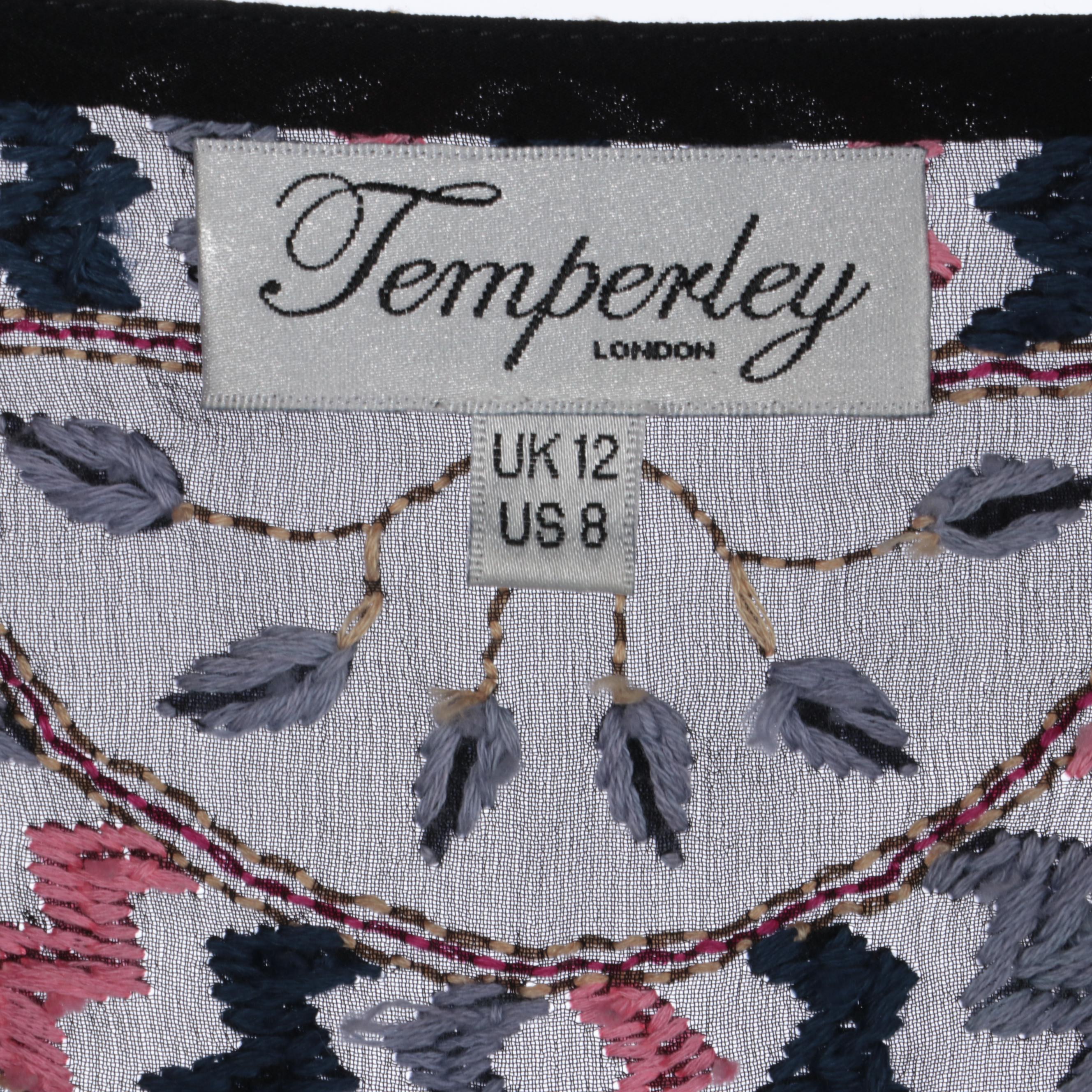 Temperley Belted Embroidered Silk Dress with Vera Wang Body Veils Slip