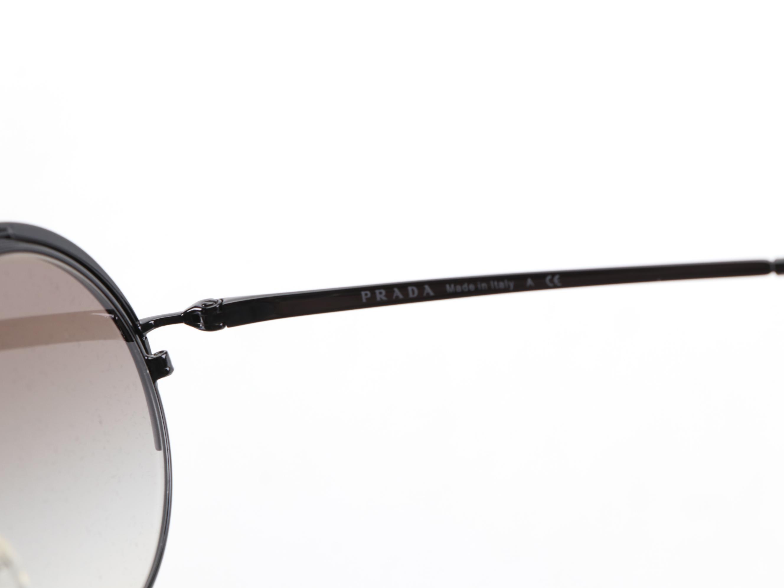 Prada SPR55V Oval Aviator Sunglasses with Case and Box