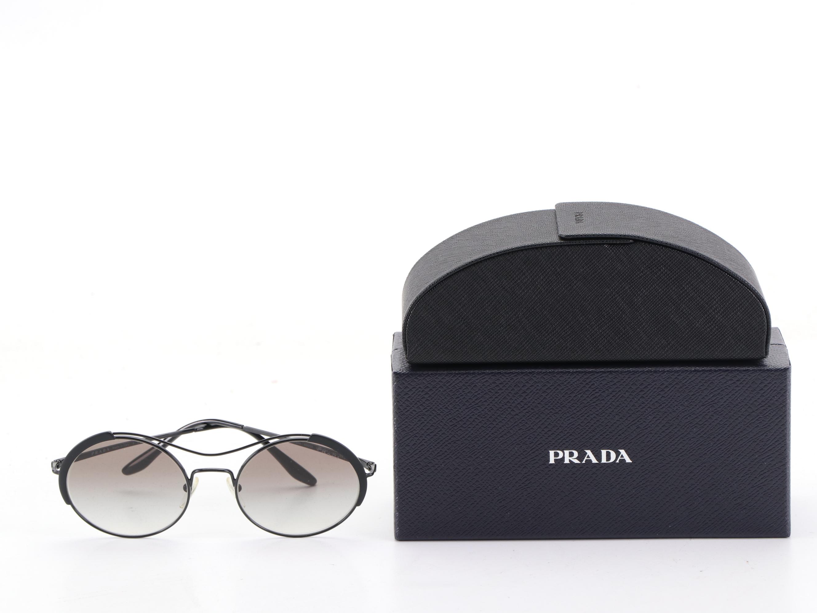 Prada SPR55V Oval Aviator Sunglasses with Case and Box
