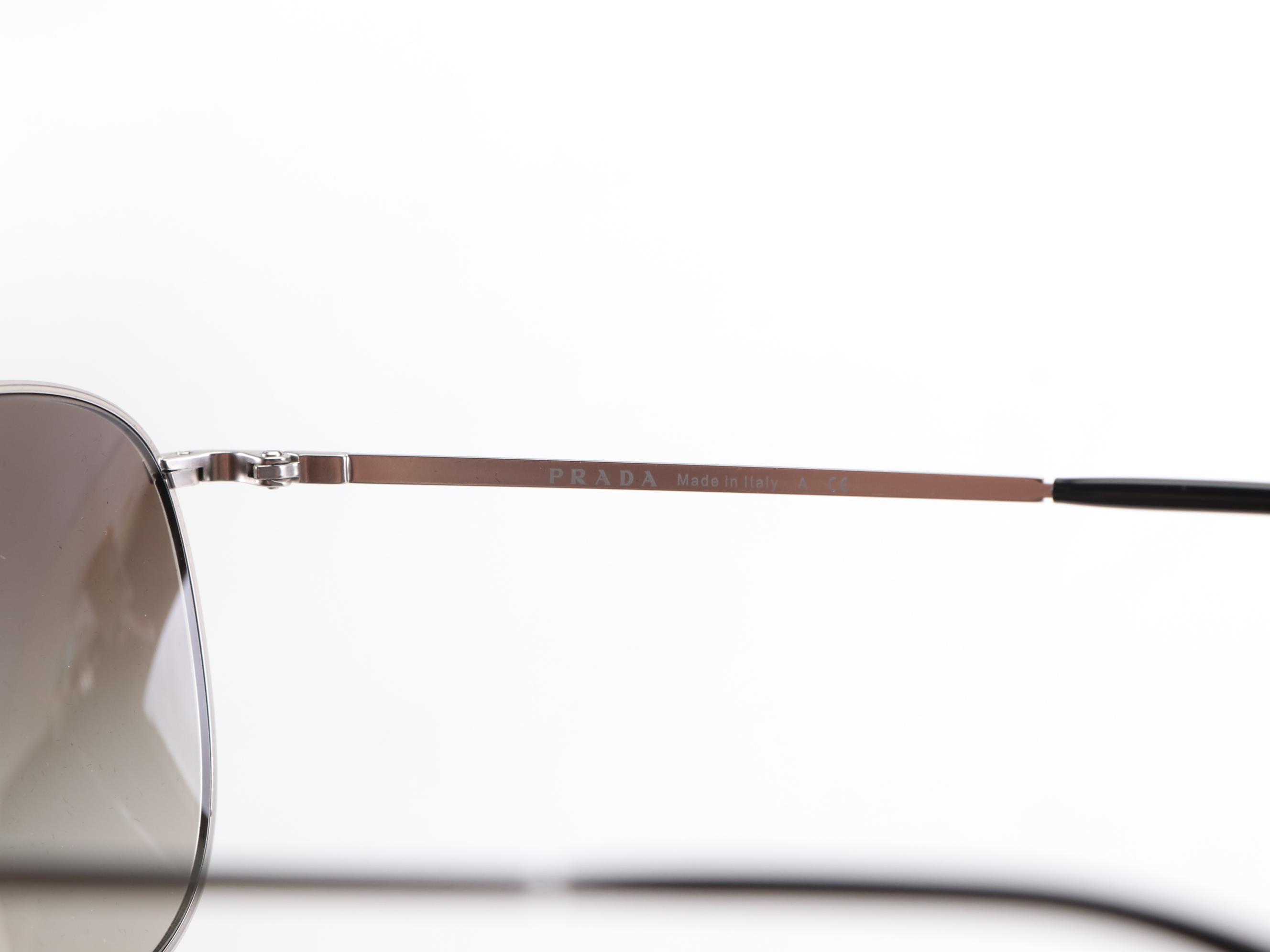 Prada SPR52T Aviator Metal Frame Gradient Lens Sunglasses with Case and Box