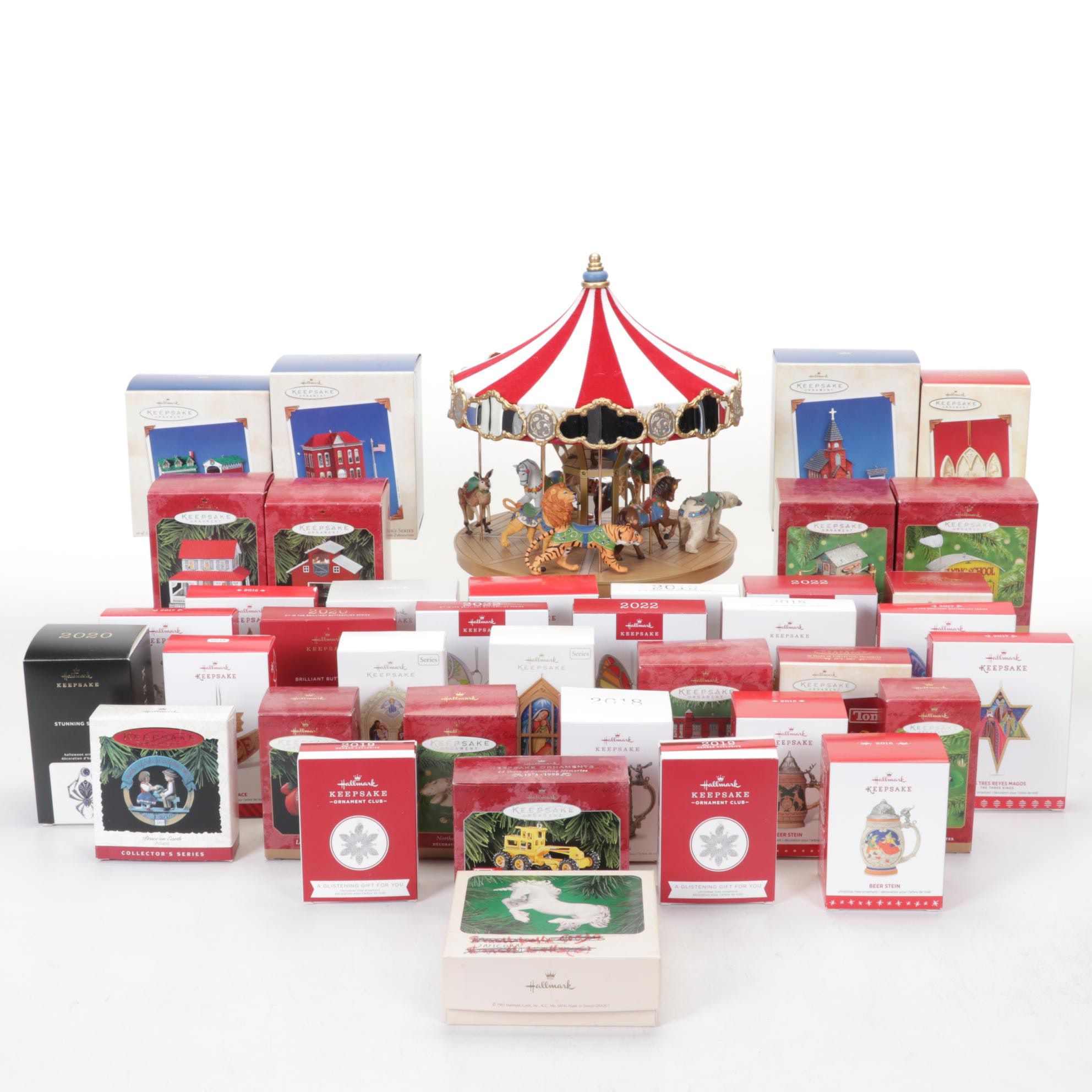 Hallmark Keepsake Musical Carousel and Ornaments in Boxes