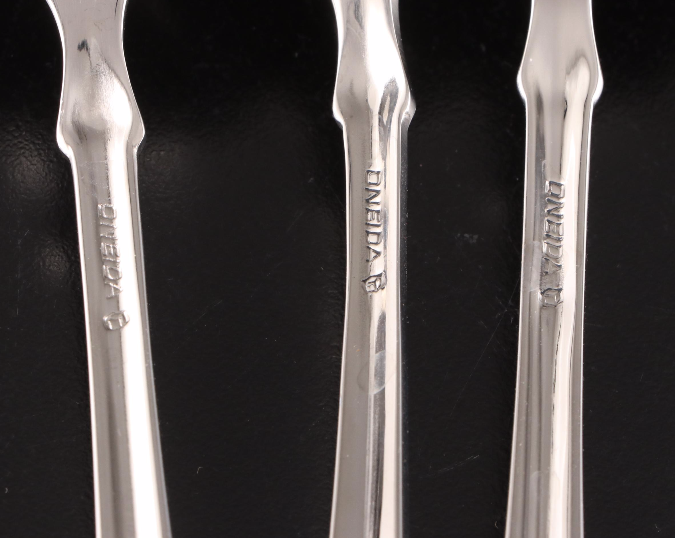 Oneida "Juilliard" Stainless Steel Flatware with Faux Lizard Tray