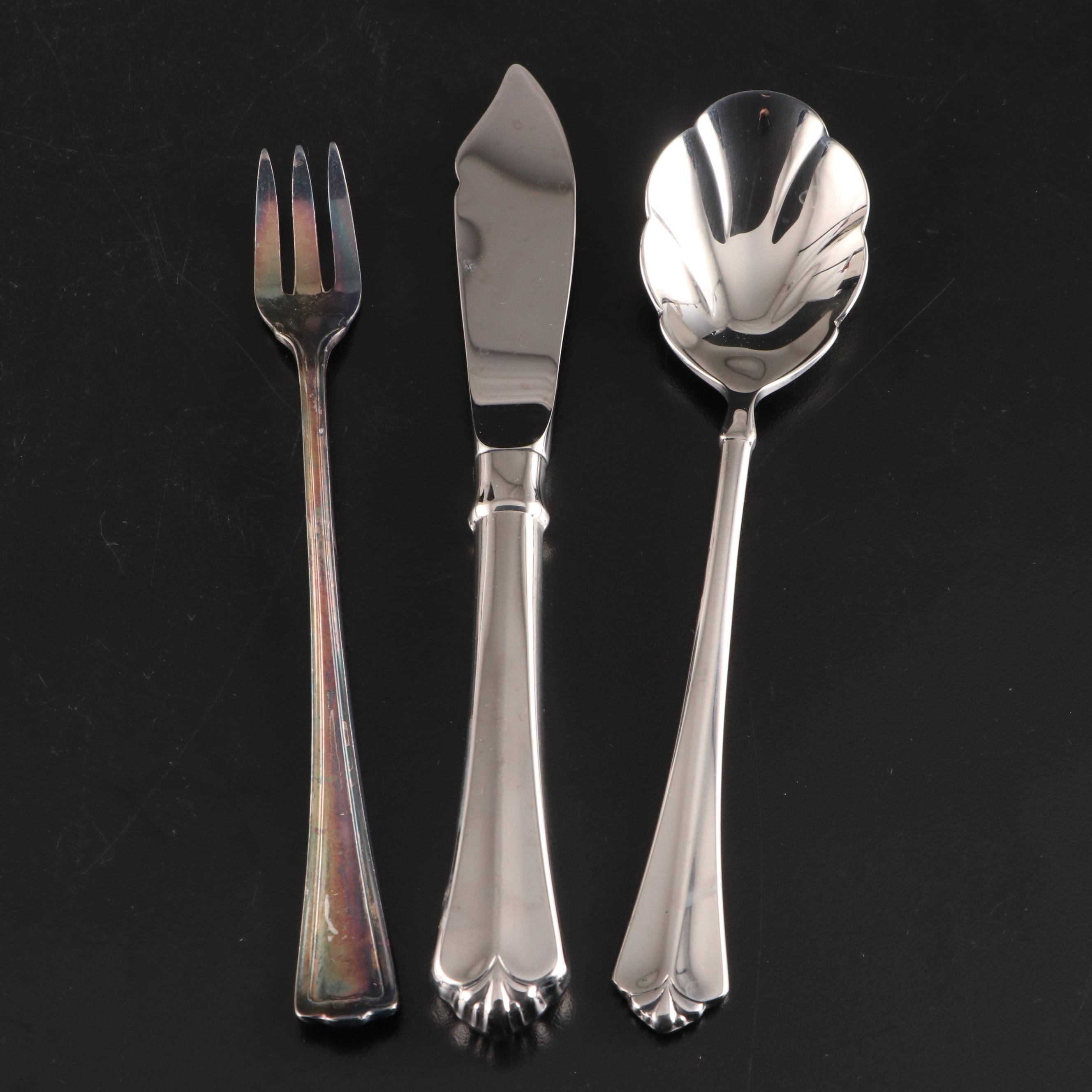Oneida "Juilliard" Stainless Steel Flatware with Faux Lizard Tray
