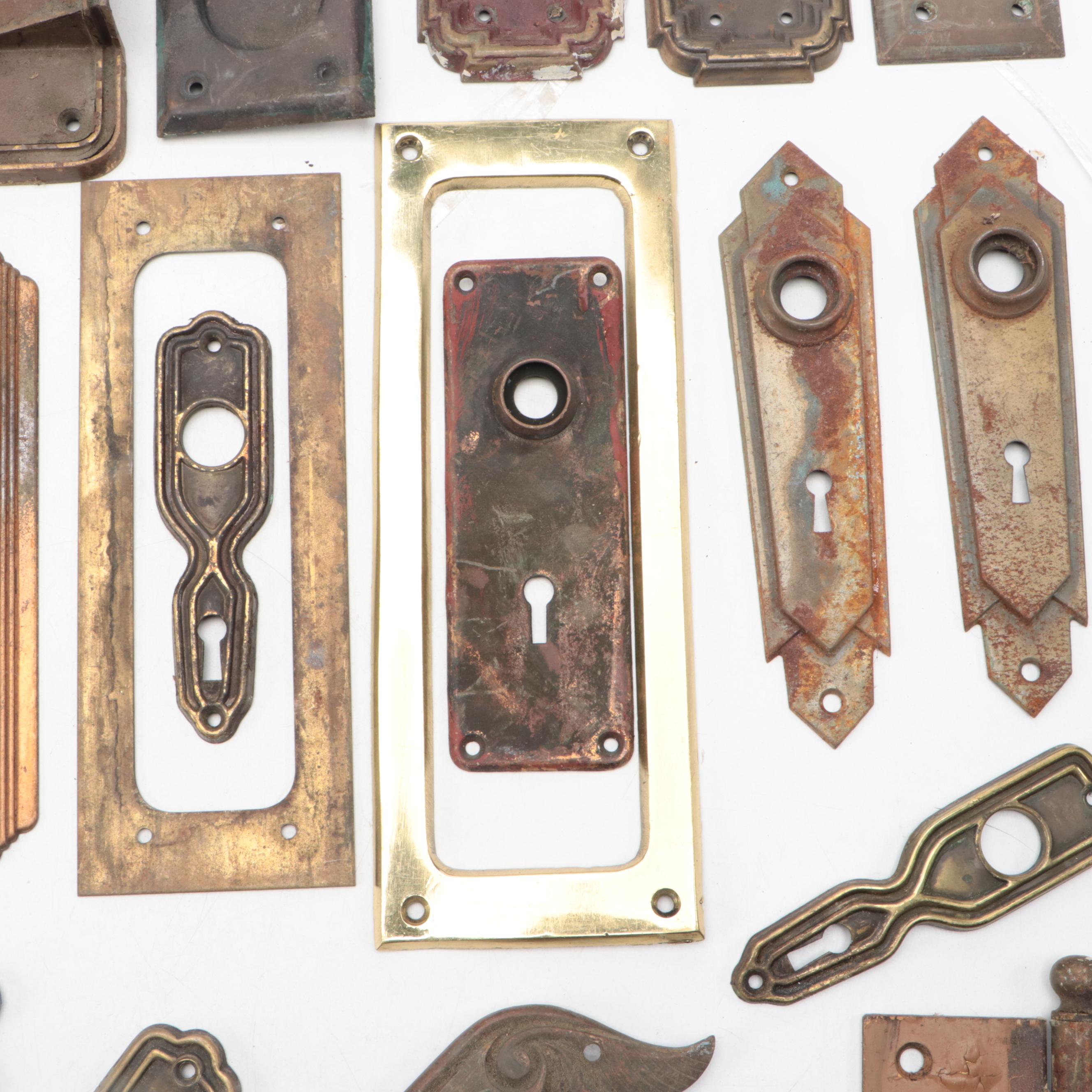 Victorian and Early 20th Century Metal Door Knob Back Plates