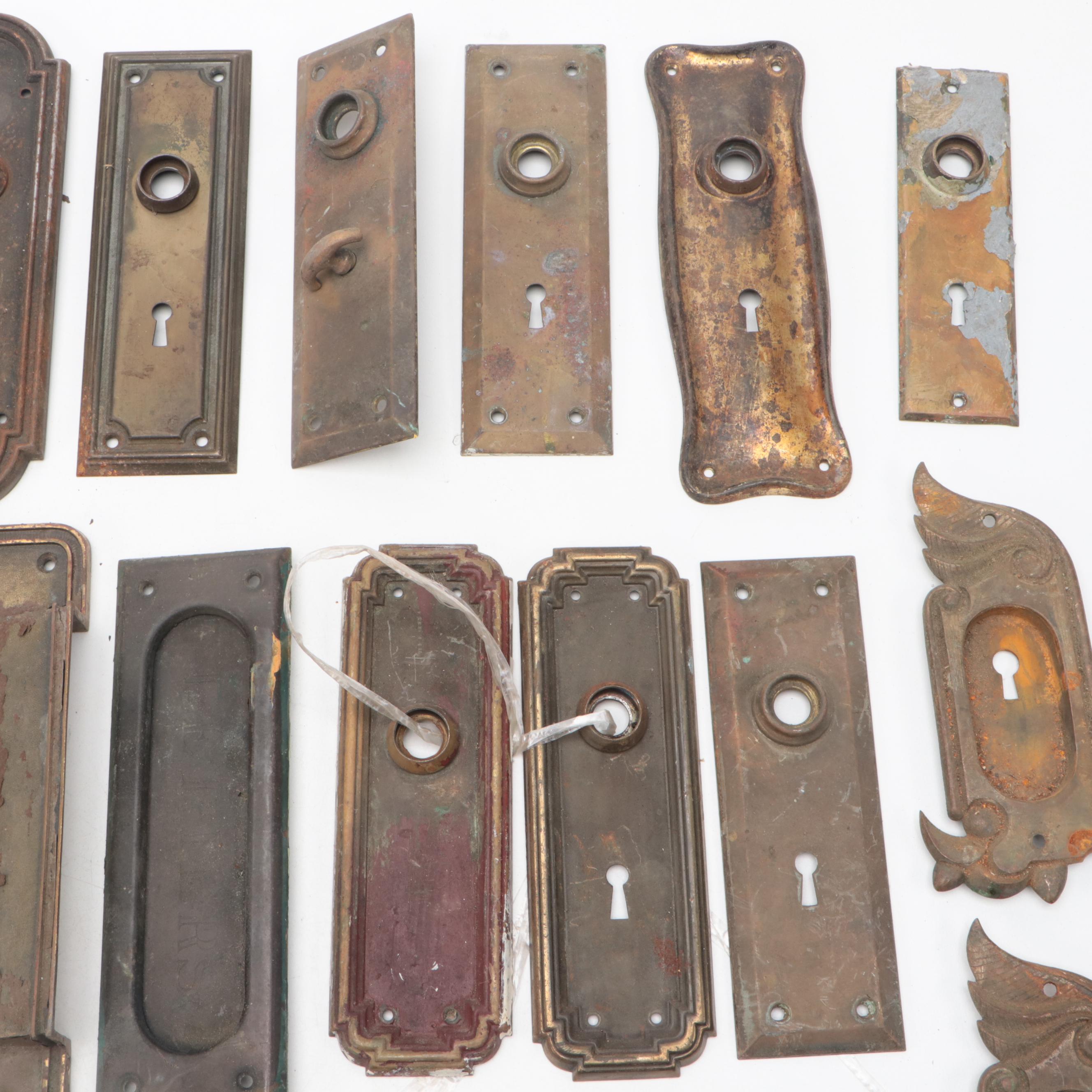 Victorian and Early 20th Century Metal Door Knob Back Plates