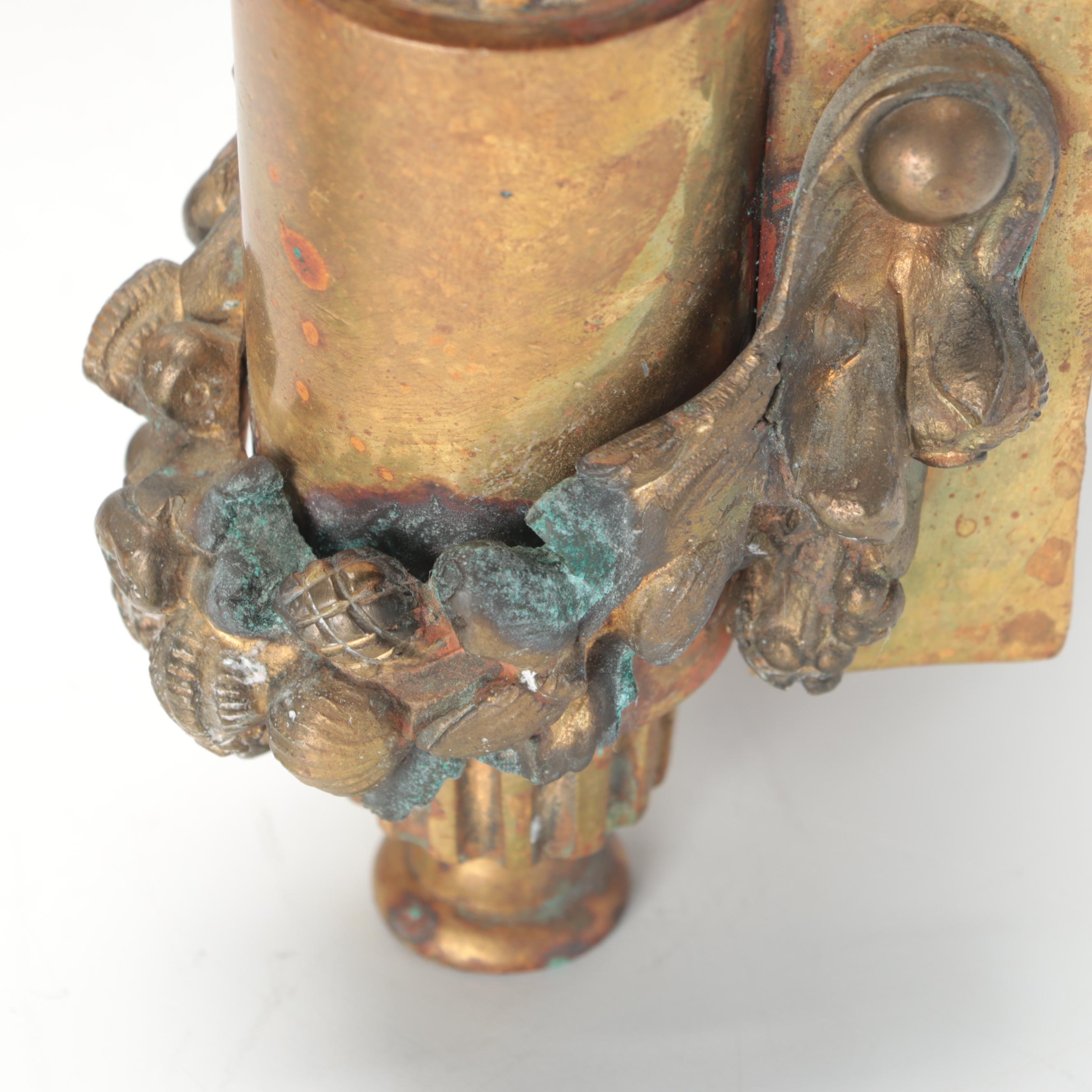 Louis XVI Style Brass Fireplace Andirons and Fender, 20th Century EBTH