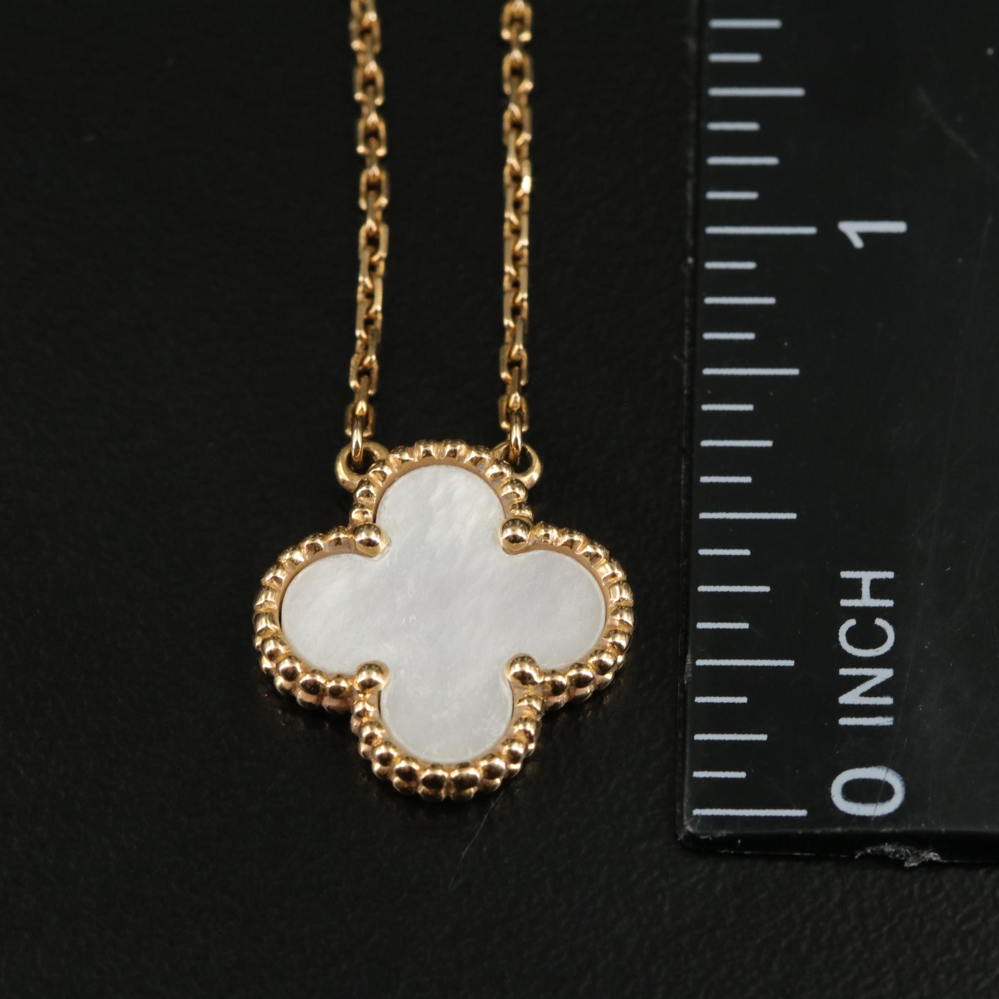 Van Cleef & Arpels Vintage 18K Mother-of-Pearl Alhambra Pendant Necklace